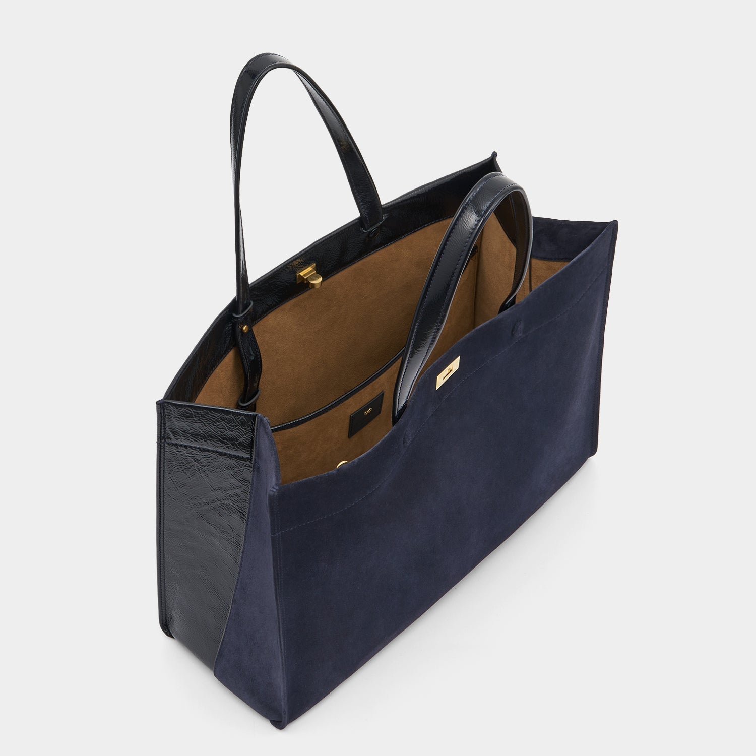 Mortimer Tote -

          
            Suede/Patent Leather in Marine -
          

          Anya Hindmarch EU
