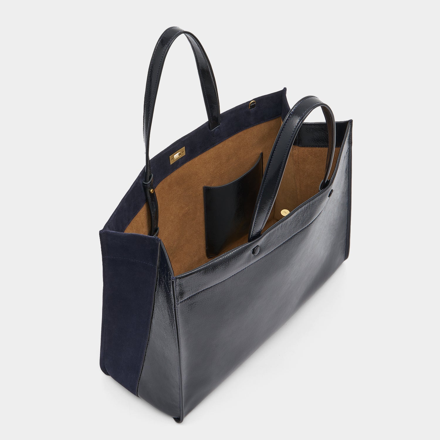 Mortimer Tote -

          
            Suede/Patent Leather in Marine -
          

          Anya Hindmarch EU
