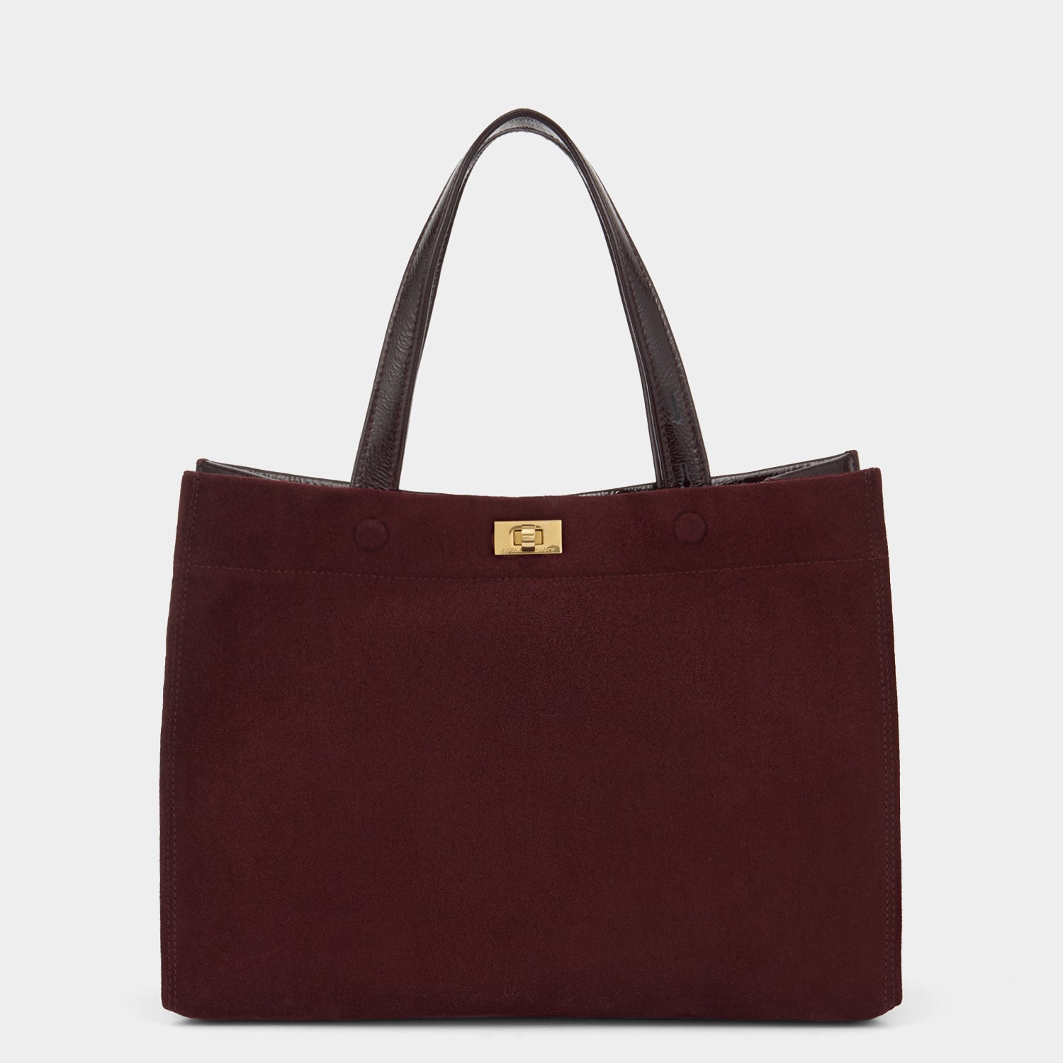 Mortimer Small Tote -

          
            Suede/Patent Leather in Grape -
          

          Anya Hindmarch EU
