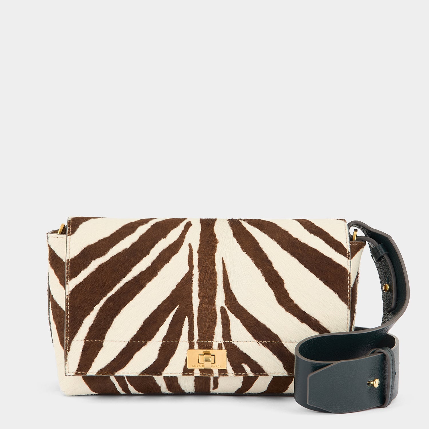 Mortimer Zebra Cross-body -

          
            Calf Hair/Leather in Ink Green -
          

          Anya Hindmarch EU
