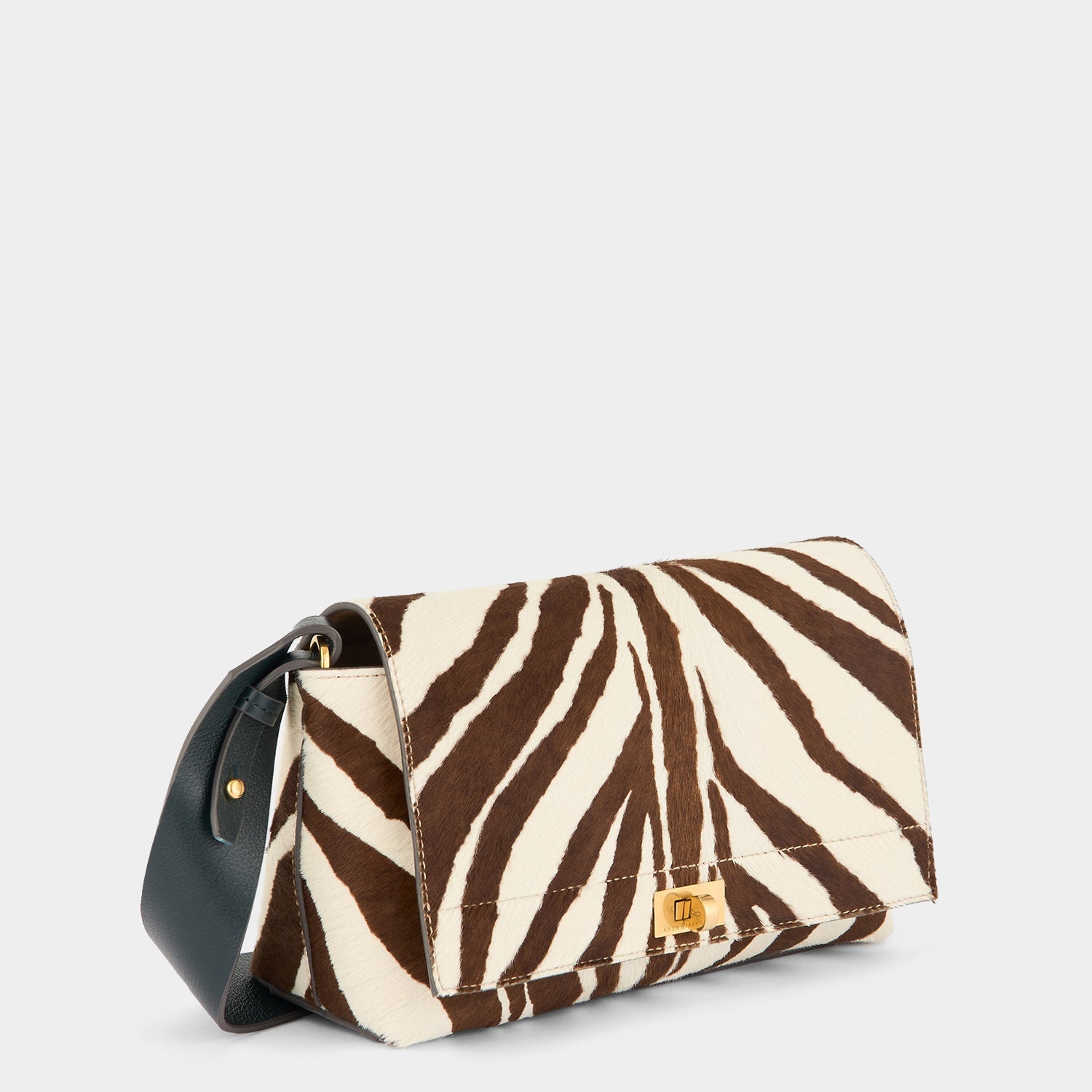 Mortimer Zebra Cross-body -

          
            Calf Hair/Leather in Ink Green -
          

          Anya Hindmarch EU
