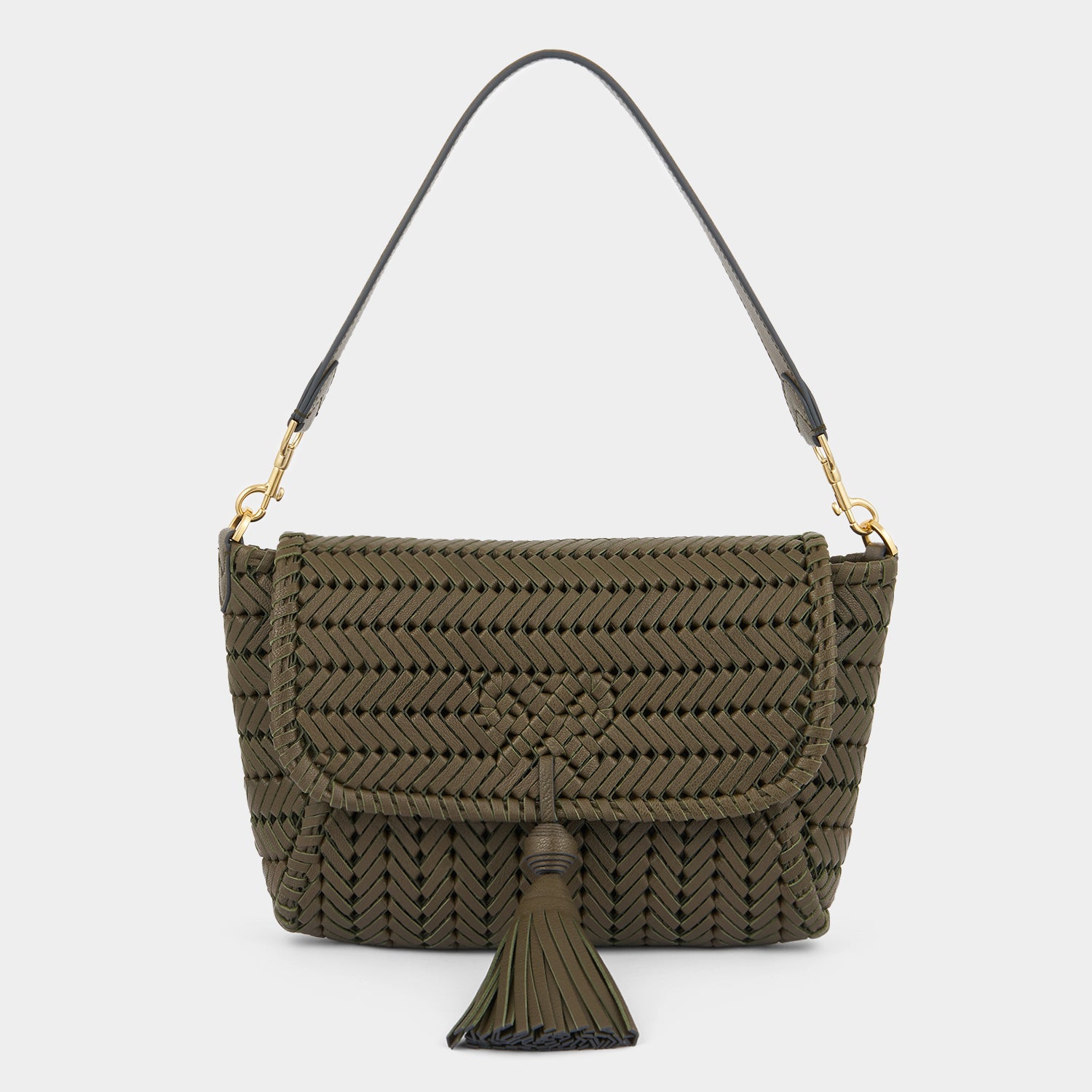 Neeson Tassel Shoulder Bag -

          
            Capra Leather in Khaki -
          

          Anya Hindmarch EU
