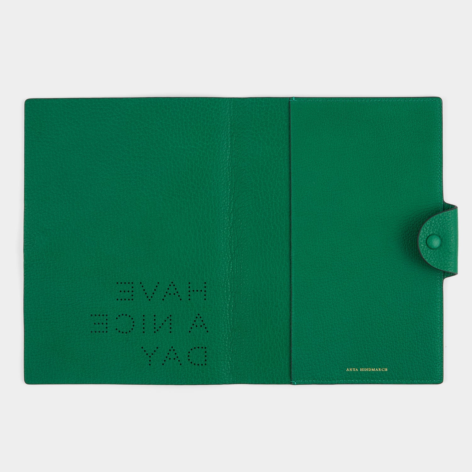 Have a Nice Day A5 Journal -

          
            Calf Leather in Emerald -
          

          Anya Hindmarch EU
