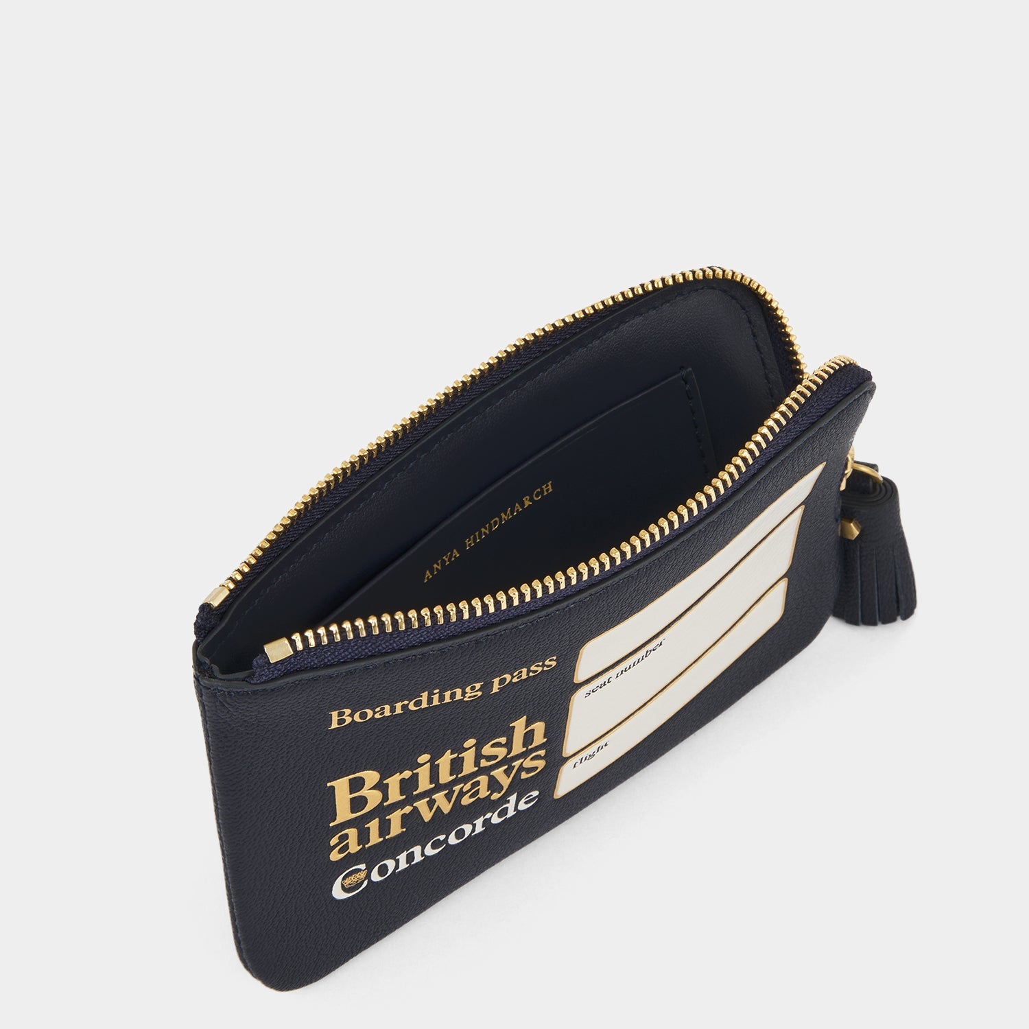 Anya Brands British Airways Concorde Zip Loose Pocket -

          
            Capra Leather in Marine Blue -
          

          Anya Hindmarch EU
