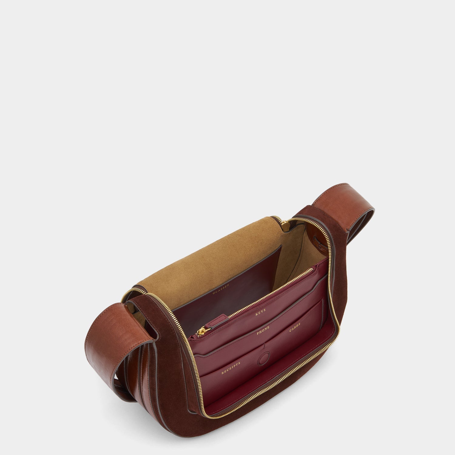 Suede and calf leather crossbody bag by Anya Hindmarch