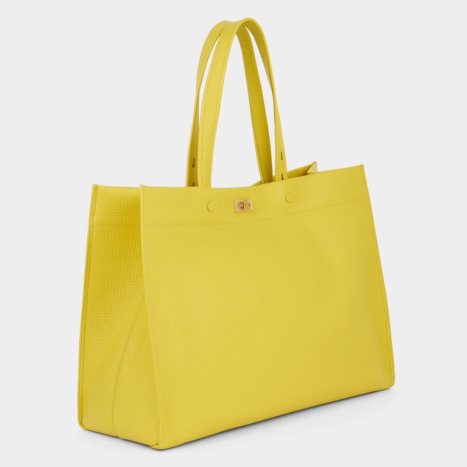 Yellow crosshatch leather tote bag by Anya Hindmarch