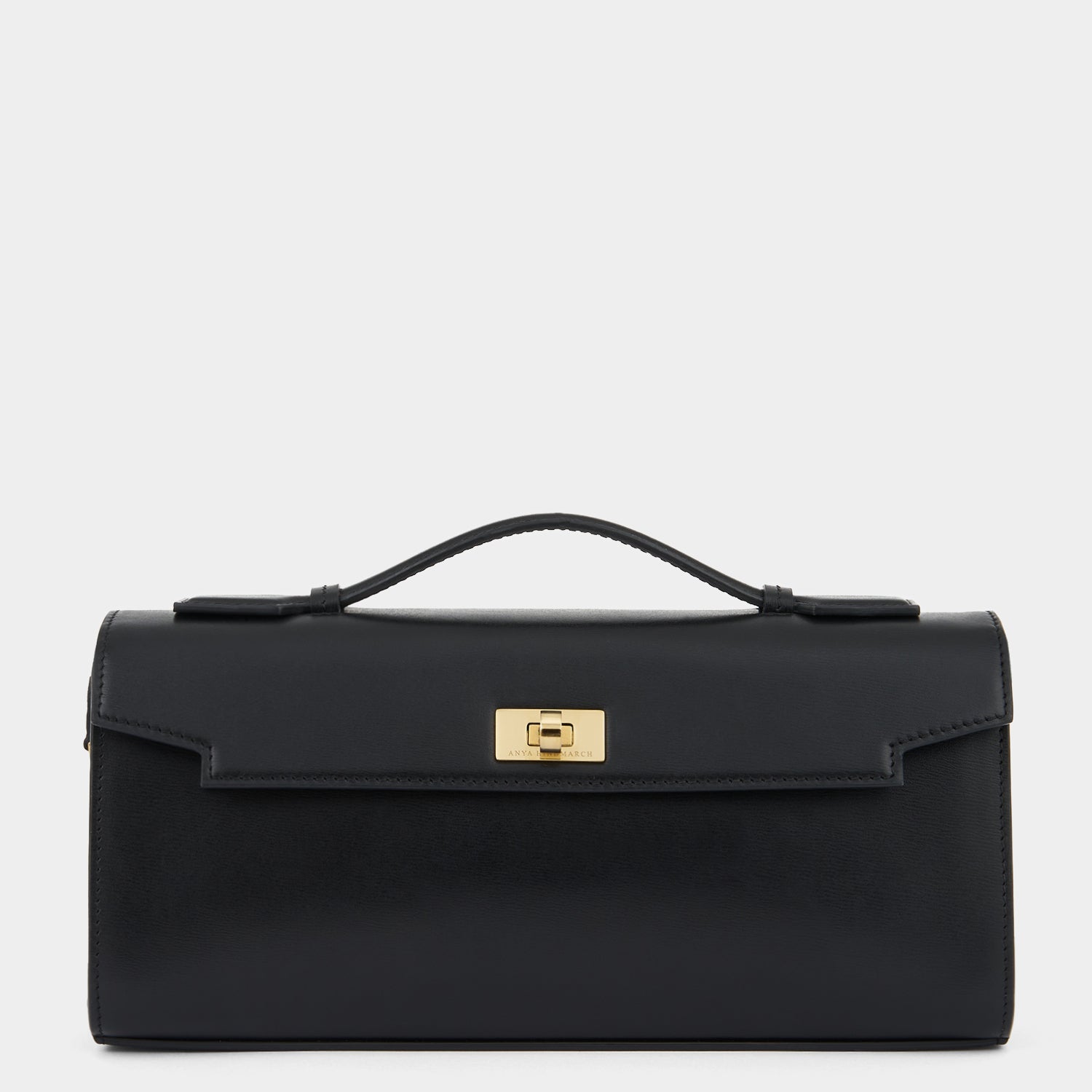 Black calf leather clutch by Anya Hindmarch