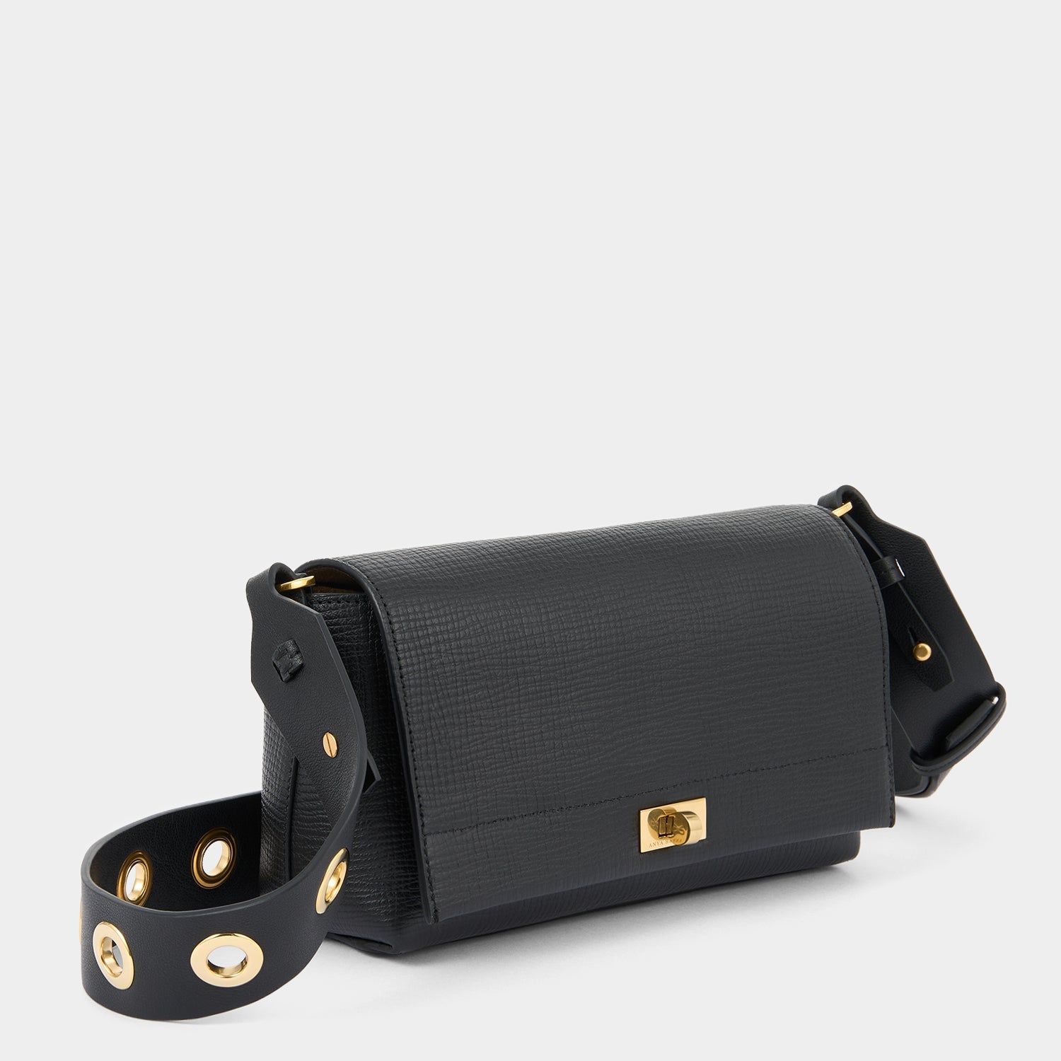 Mortimer Eyelet Cross-body -

          
            Crosshatch Leather in Black -
          

          Anya Hindmarch EU
