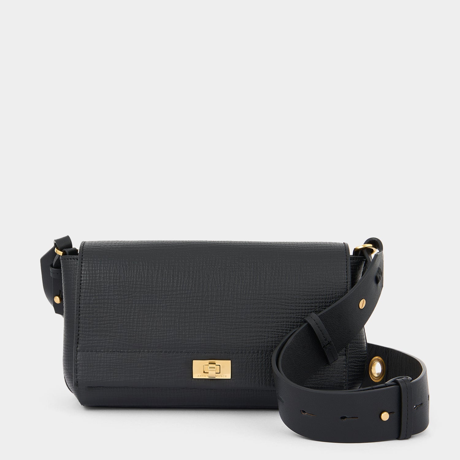 Mortimer Eyelet Cross-body -

          
            Crosshatch Leather in Black -
          

          Anya Hindmarch EU
