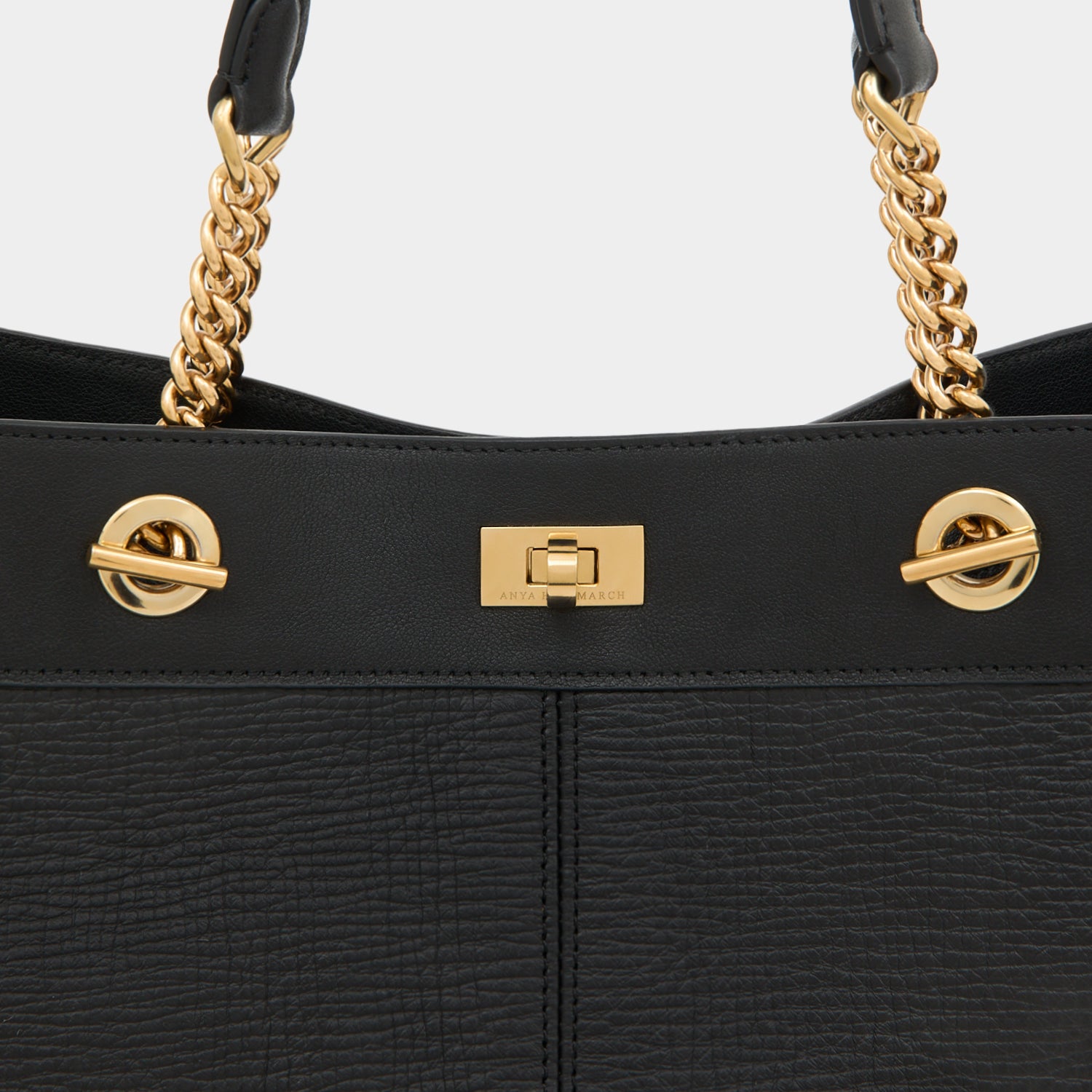 Mortimer Eyelet Tote -

          
            Crosshatch Leather in Black -
          

          Anya Hindmarch EU
