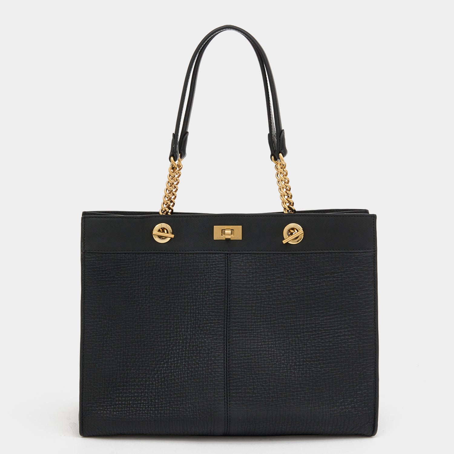 Mortimer Small Eyelet Tote -

          
            Crosshatch Leather in Black -
          

          Anya Hindmarch EU
