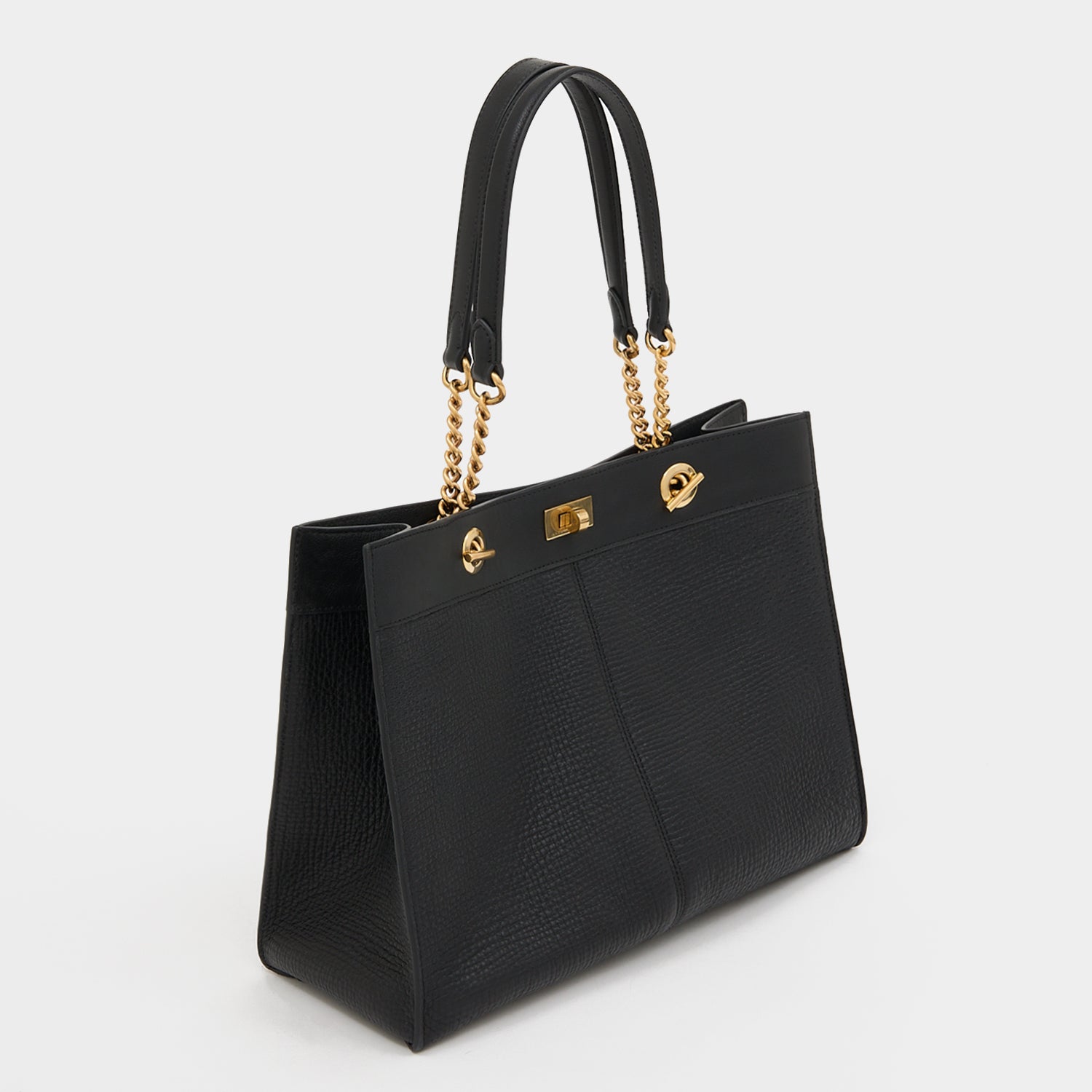 Mortimer Small Eyelet Tote -

          
            Crosshatch Leather in Black -
          

          Anya Hindmarch EU
