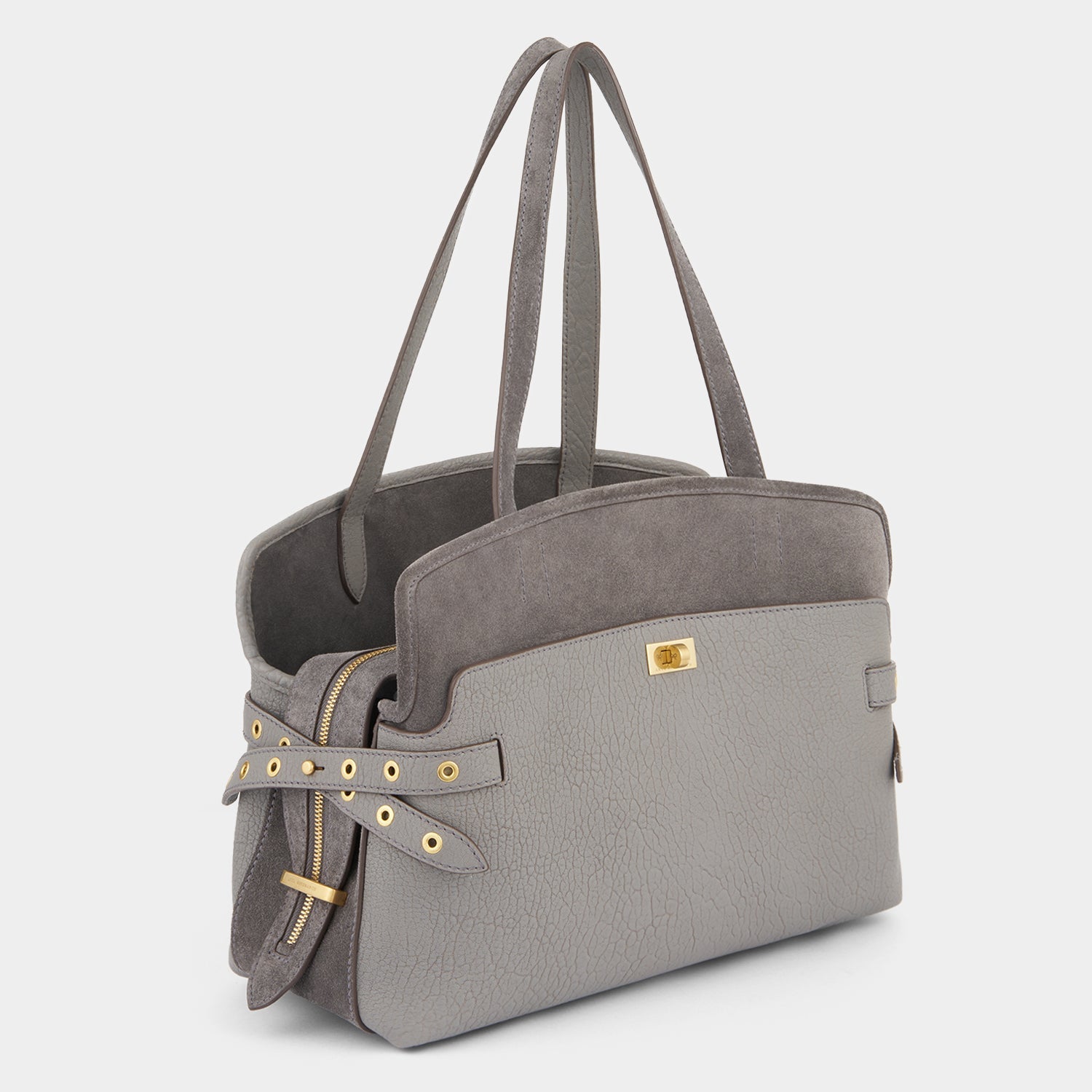 Wilson Eyelet Shoulder Bag -

          
            Suede Leather in Stone Grey -
          

          Anya Hindmarch EU
