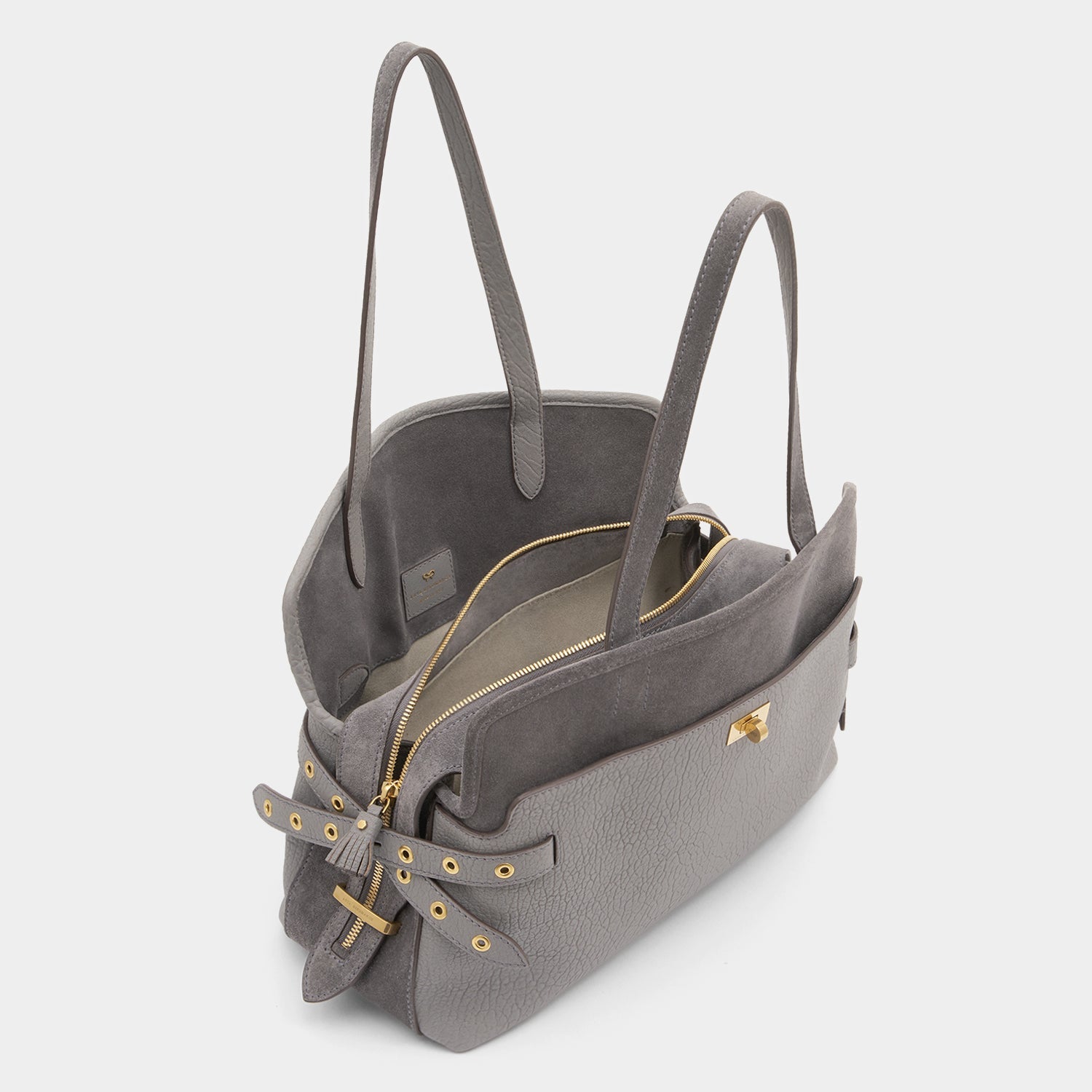 Wilson Eyelet Shoulder Bag -

          
            Suede Leather in Stone Grey -
          

          Anya Hindmarch EU
