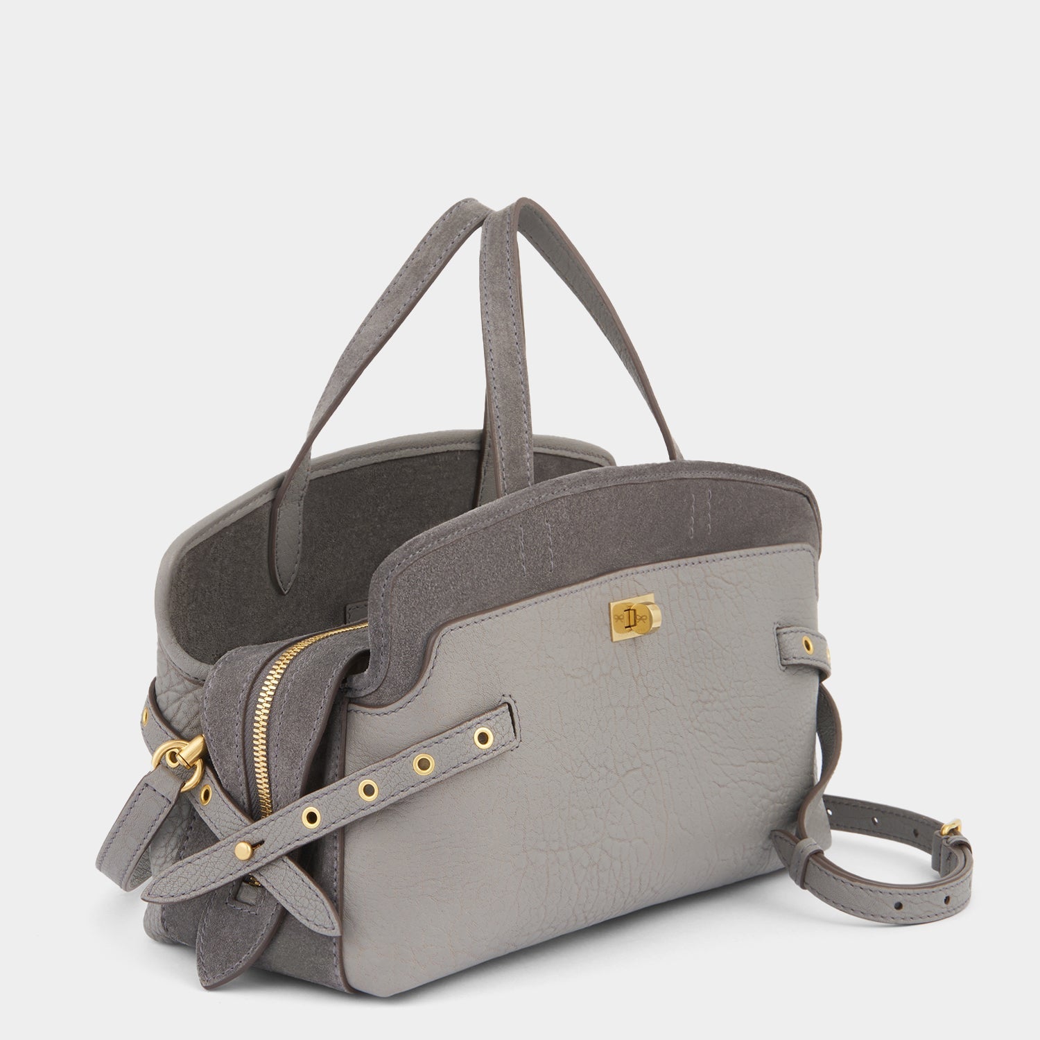 Wilson Eyelet Cross-body -

          
            Suede in Stone Grey -
          

          Anya Hindmarch EU
