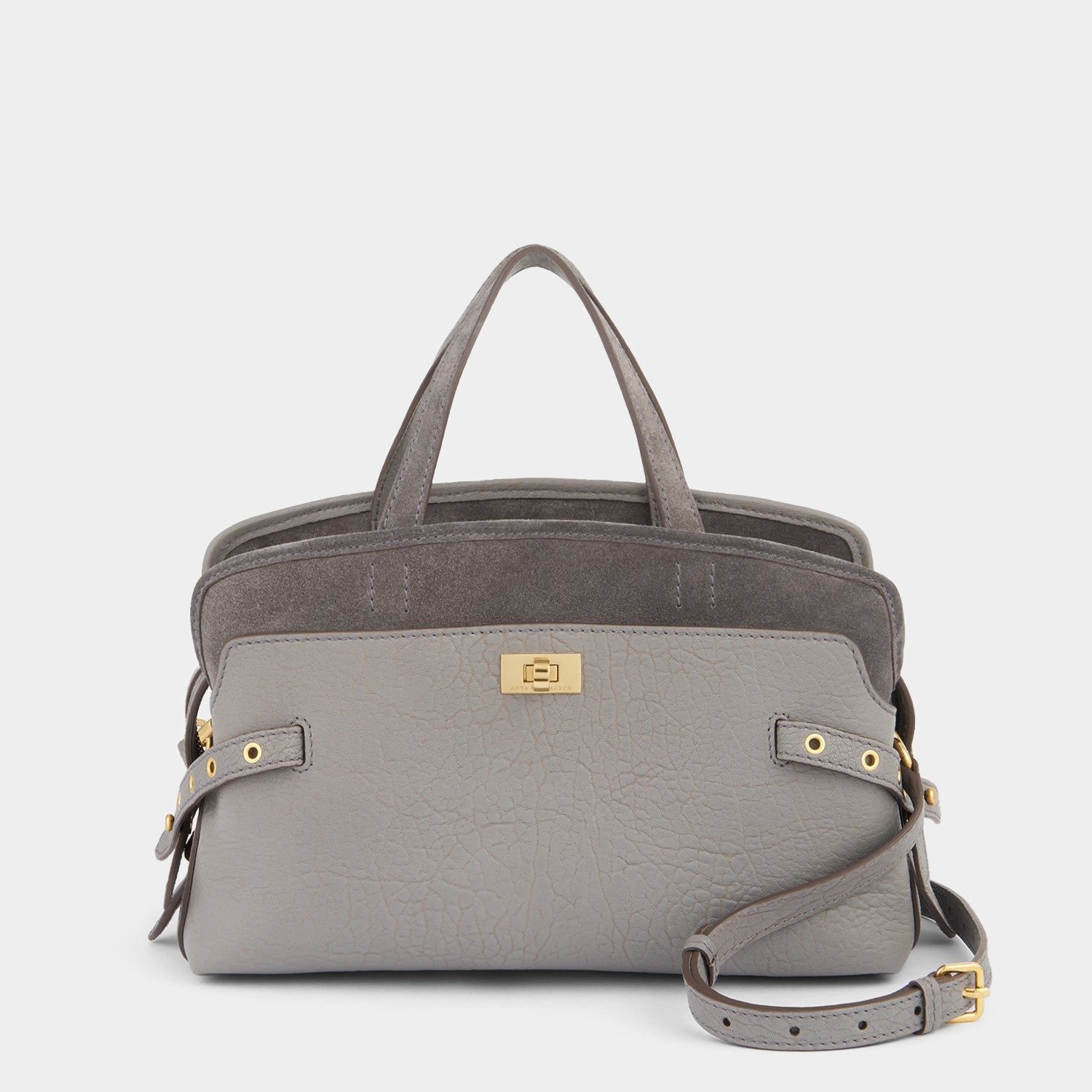 Wilson Eyelet Cross-body -

          
            Suede in Stone Grey -
          

          Anya Hindmarch EU
