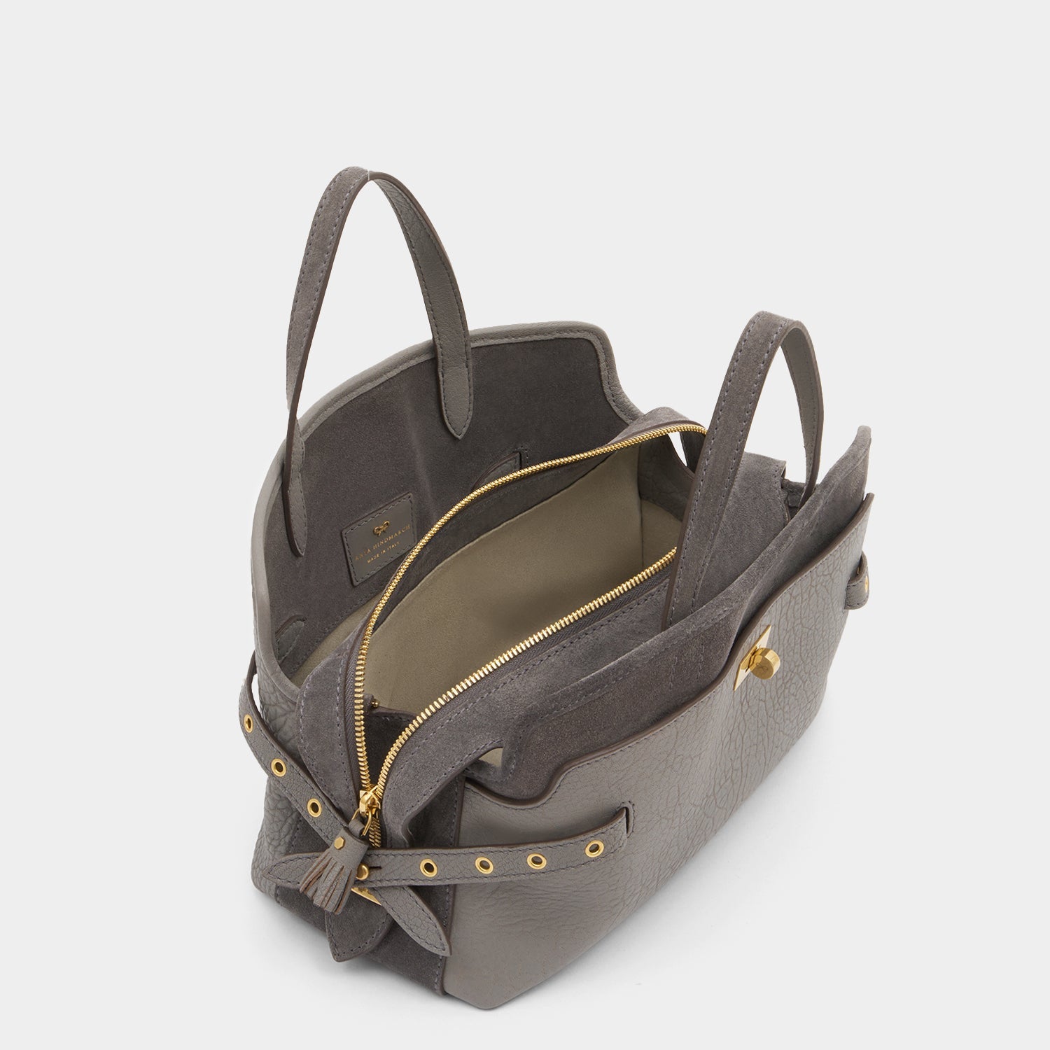 Wilson Eyelet Cross-body -

          
            Suede in Stone Grey -
          

          Anya Hindmarch EU
