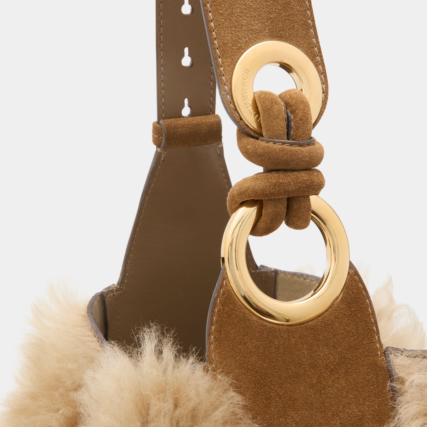 Ringo Shearling Shoulder Bag -

          
            Shearling in Taupe -
          

          Anya Hindmarch EU
