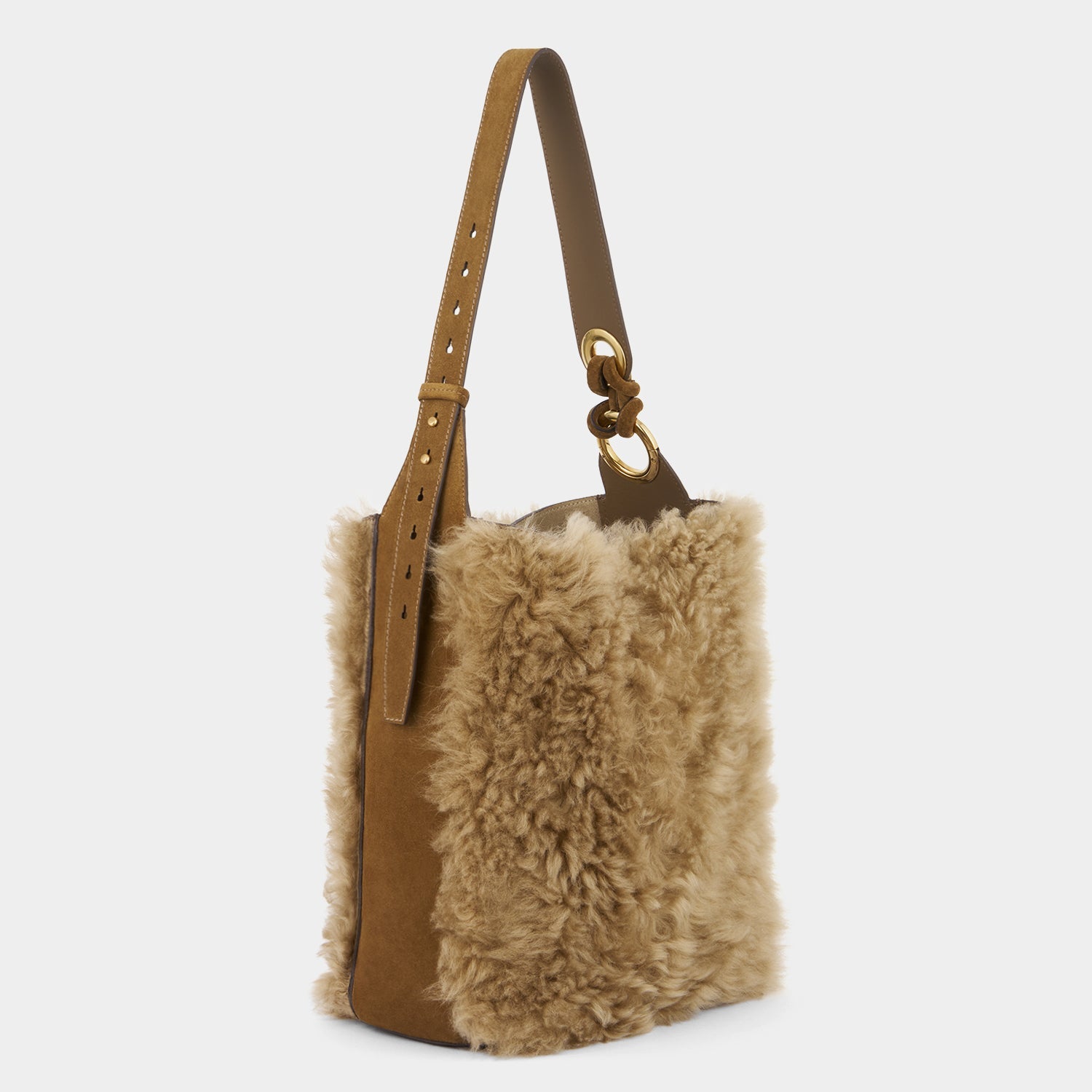 Ringo Shearling Shoulder Bag -

          
            Shearling in Taupe -
          

          Anya Hindmarch EU
