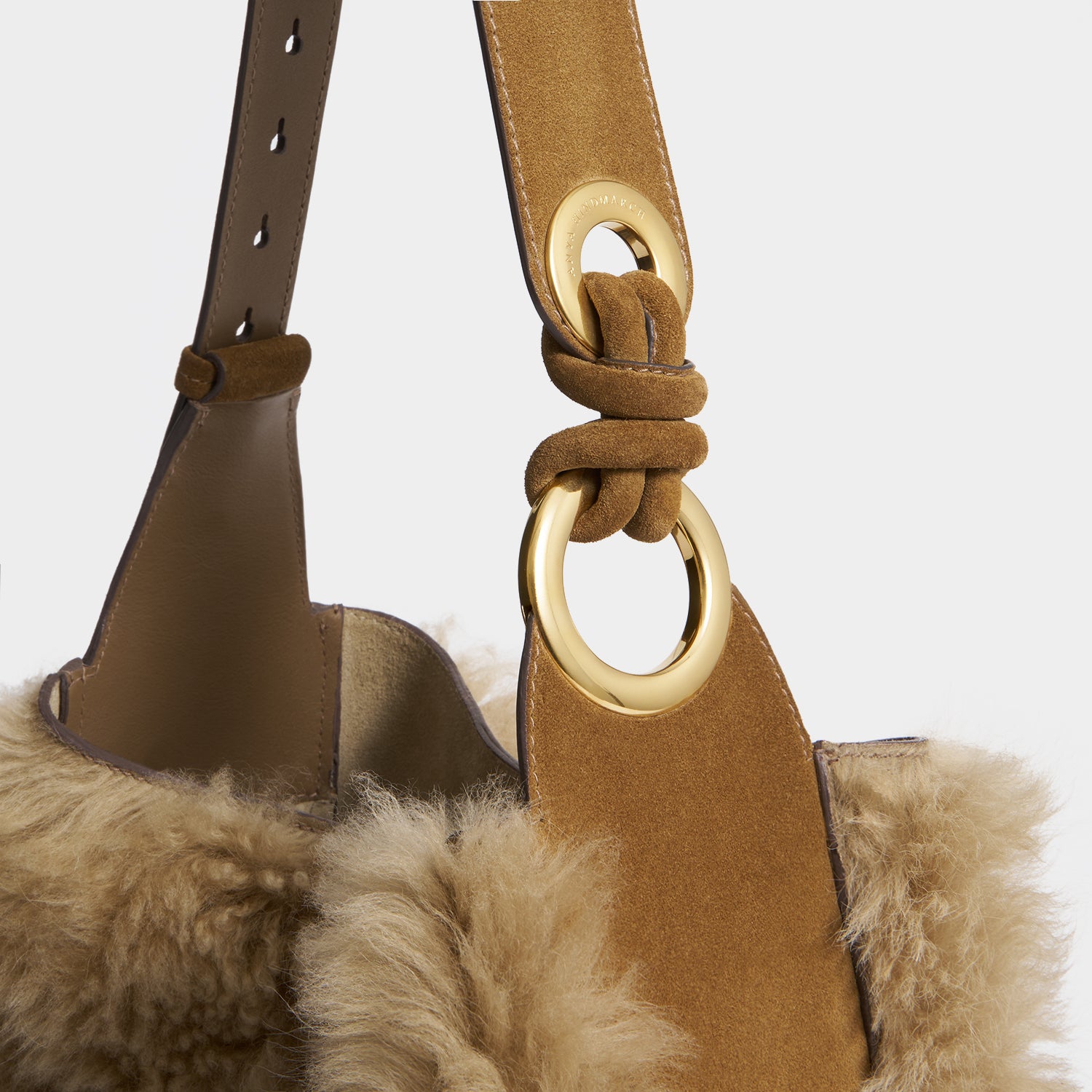 Ringo Shearling Shoulder Bag -

          
            Shearling in Taupe -
          

          Anya Hindmarch EU
