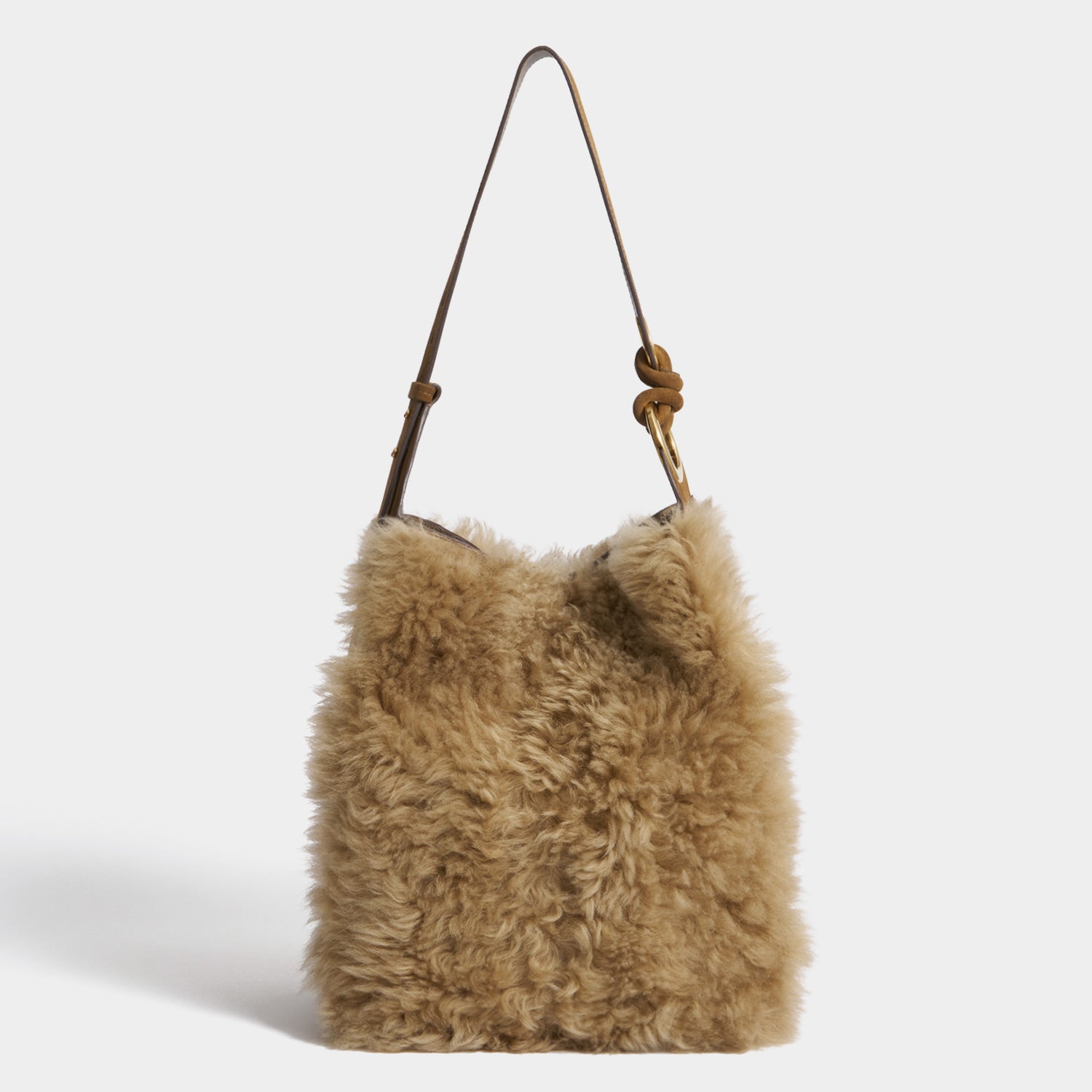 Ringo Shearling Shoulder Bag -

          
            Shearling in Taupe -
          

          Anya Hindmarch EU
