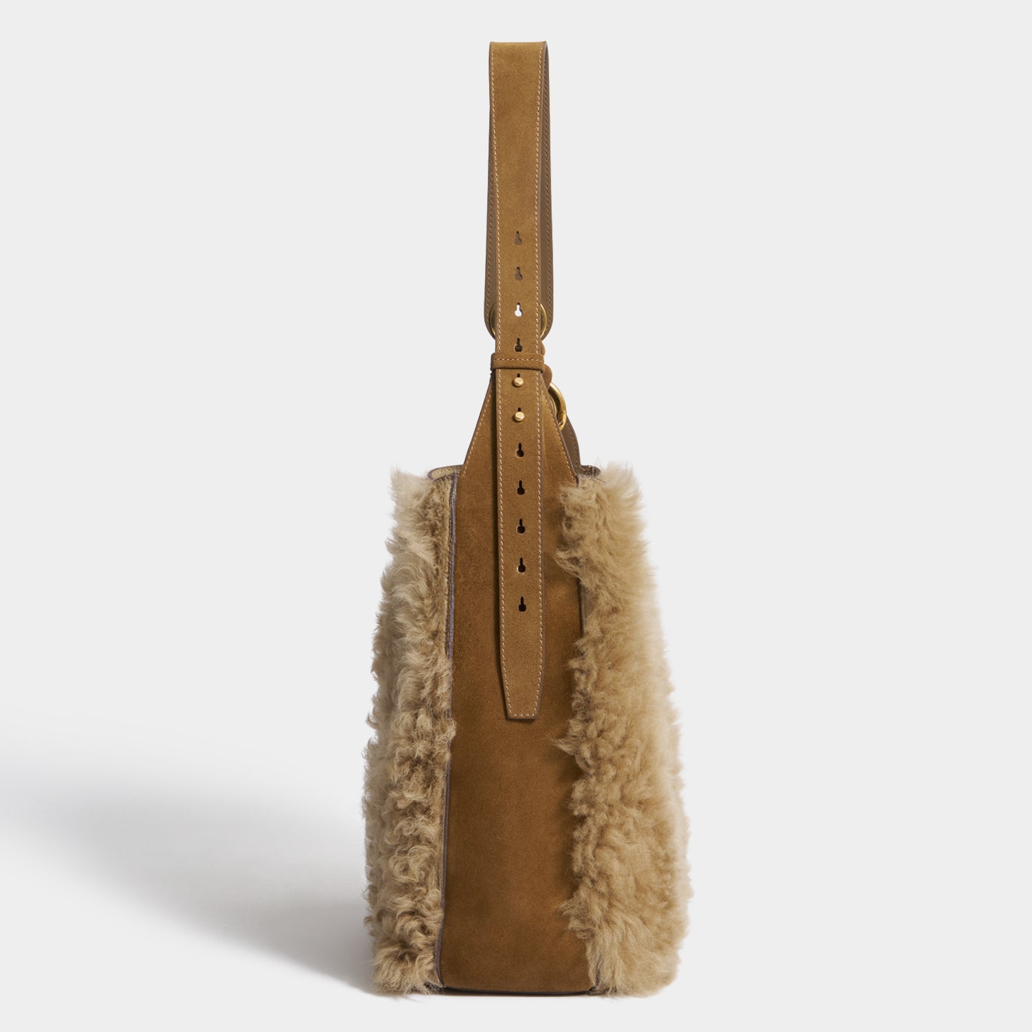 Ringo Shearling Shoulder Bag -

          
            Shearling in Taupe -
          

          Anya Hindmarch EU

