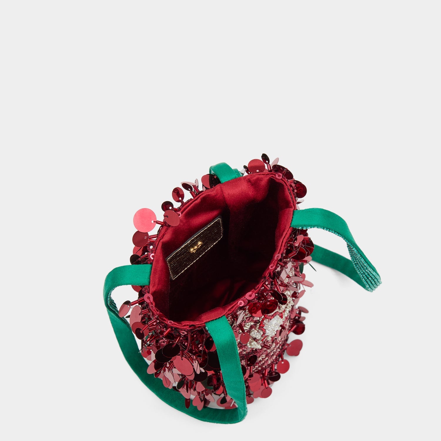 Anya Brands Flying Goose Sriracha Mini Bucket Bag -

          
            Satin/Sequins in Oxblood Red -
          

          Anya Hindmarch EU
