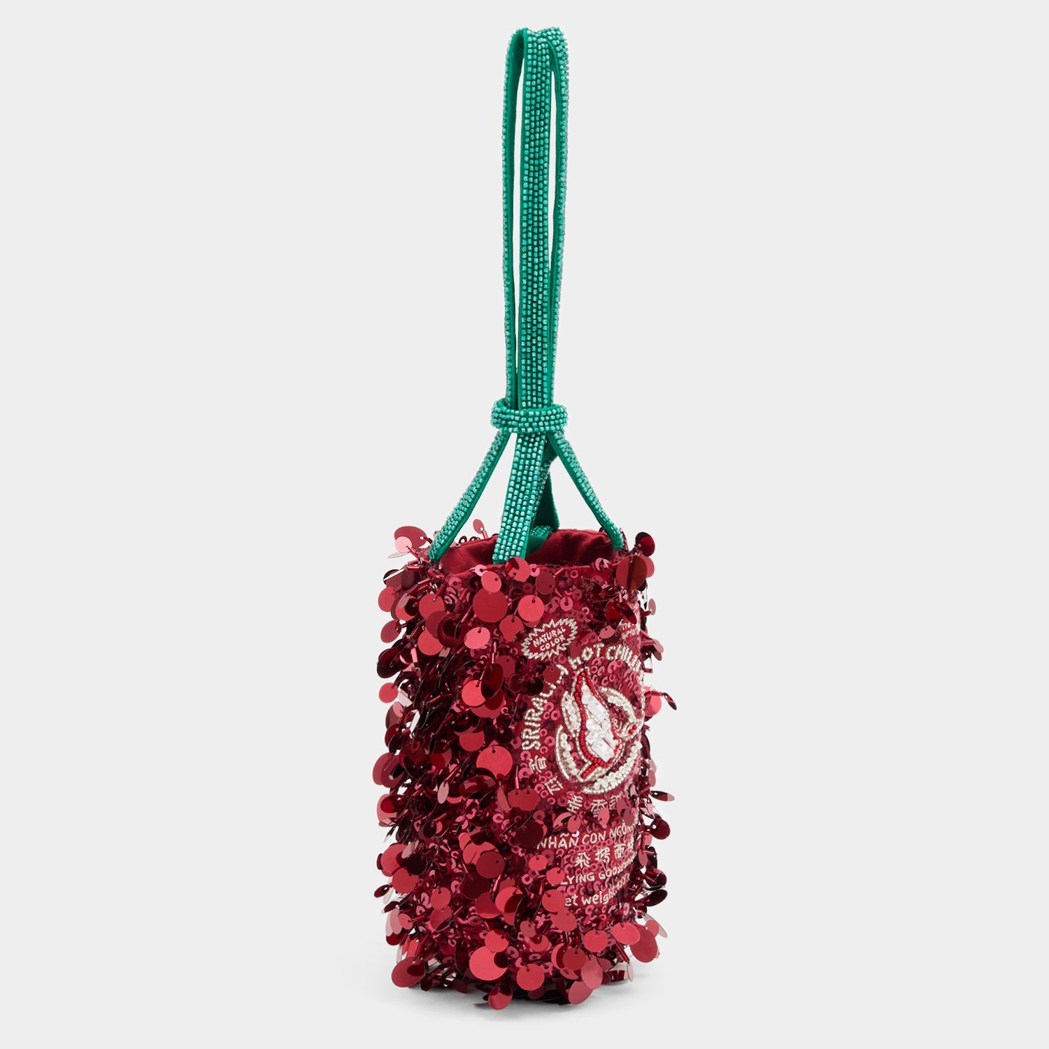 Anya Brands Flying Goose Sriracha Mini Bucket Bag -

          
            Satin/Sequins in Oxblood Red -
          

          Anya Hindmarch EU

