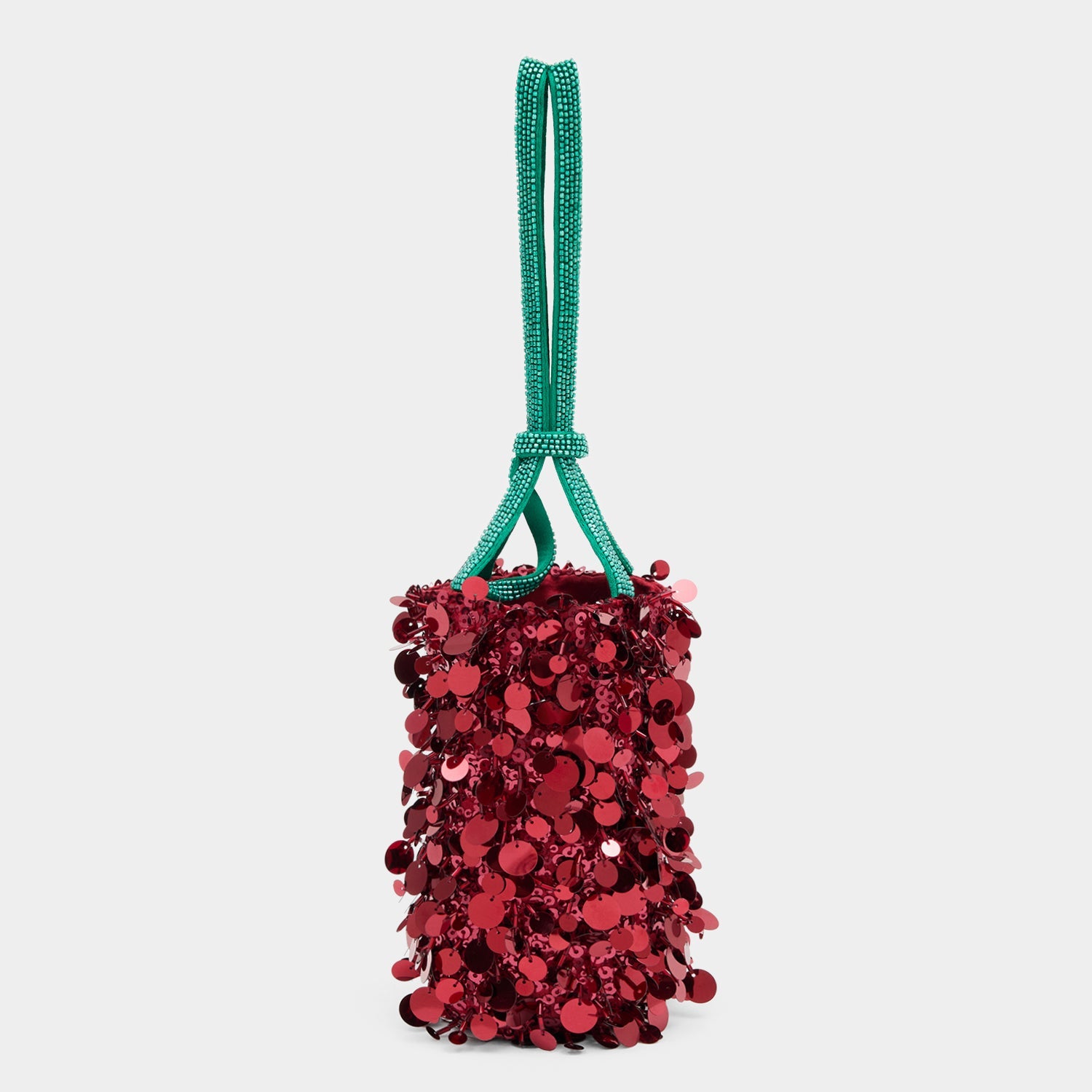 Anya Brands Flying Goose Sriracha Mini Bucket Bag -

          
            Satin/Sequins in Oxblood Red -
          

          Anya Hindmarch EU
