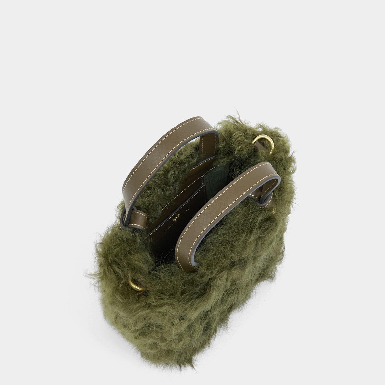 N/S Mini Eyes Shearling Tote -

          
            Shearling/Smooth Leather in Khaki Green -
          

          Anya Hindmarch EU
