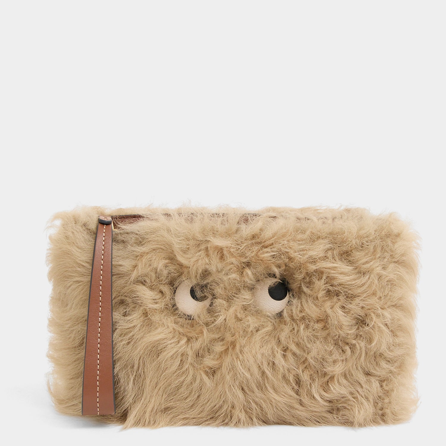 Shearling Eyes Clutch -

          
            Shearling/Smooth Leather leather in Taupe -
          

          Anya Hindmarch EU
