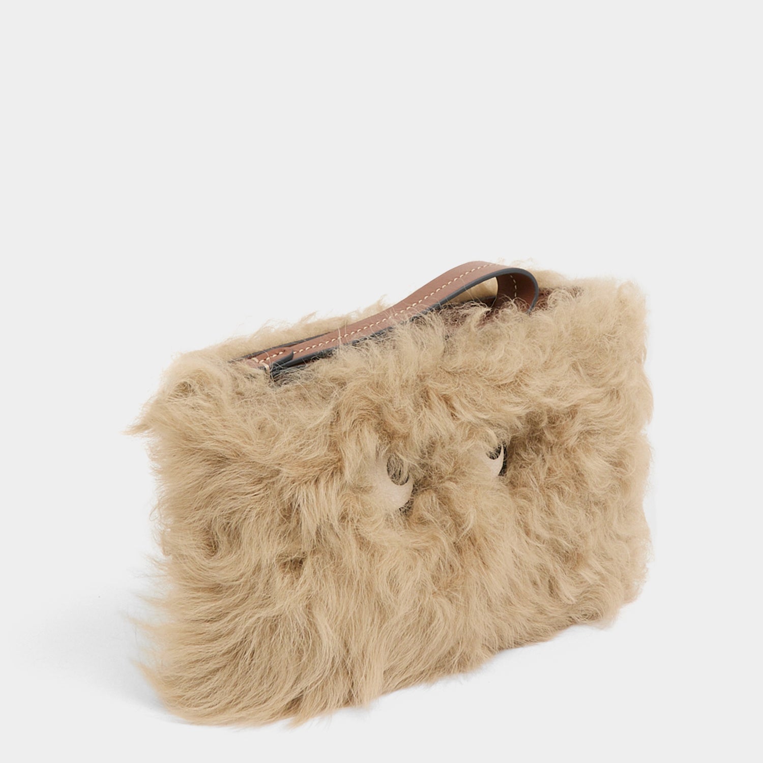 Shearling Eyes Clutch -

          
            Shearling/Smooth Leather leather in Taupe -
          

          Anya Hindmarch EU
