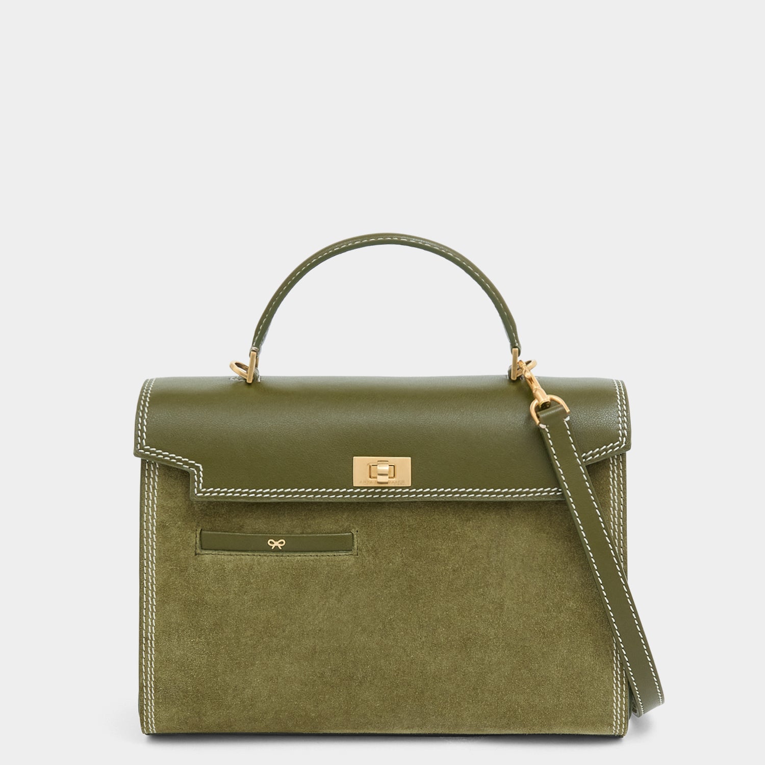 Mortimer Stitch Top Handle -

          
            Suede Leather in Bonsai Green -
          

          Anya Hindmarch EU

