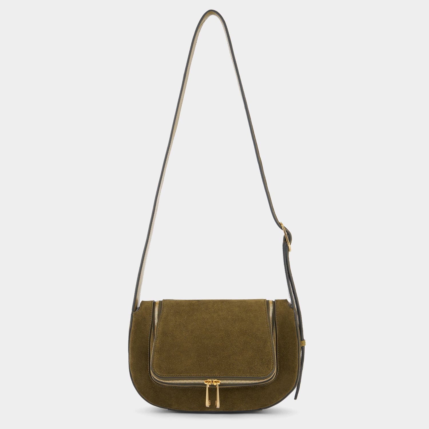 Green suede crossbody bag by Anya Hindmarch