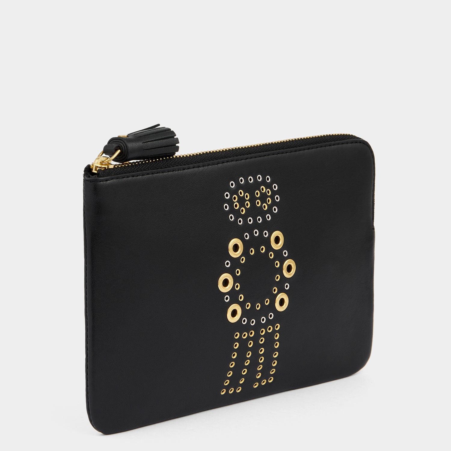 Eyelet Character Zip Loose Pocket -

          
            Smooth Leather in Black -
          

          Anya Hindmarch EU
