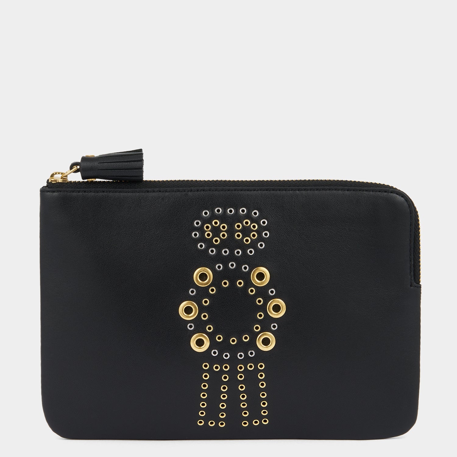 Eyelet Character Zip Loose Pocket -

          
            Smooth Leather in Black -
          

          Anya Hindmarch EU
