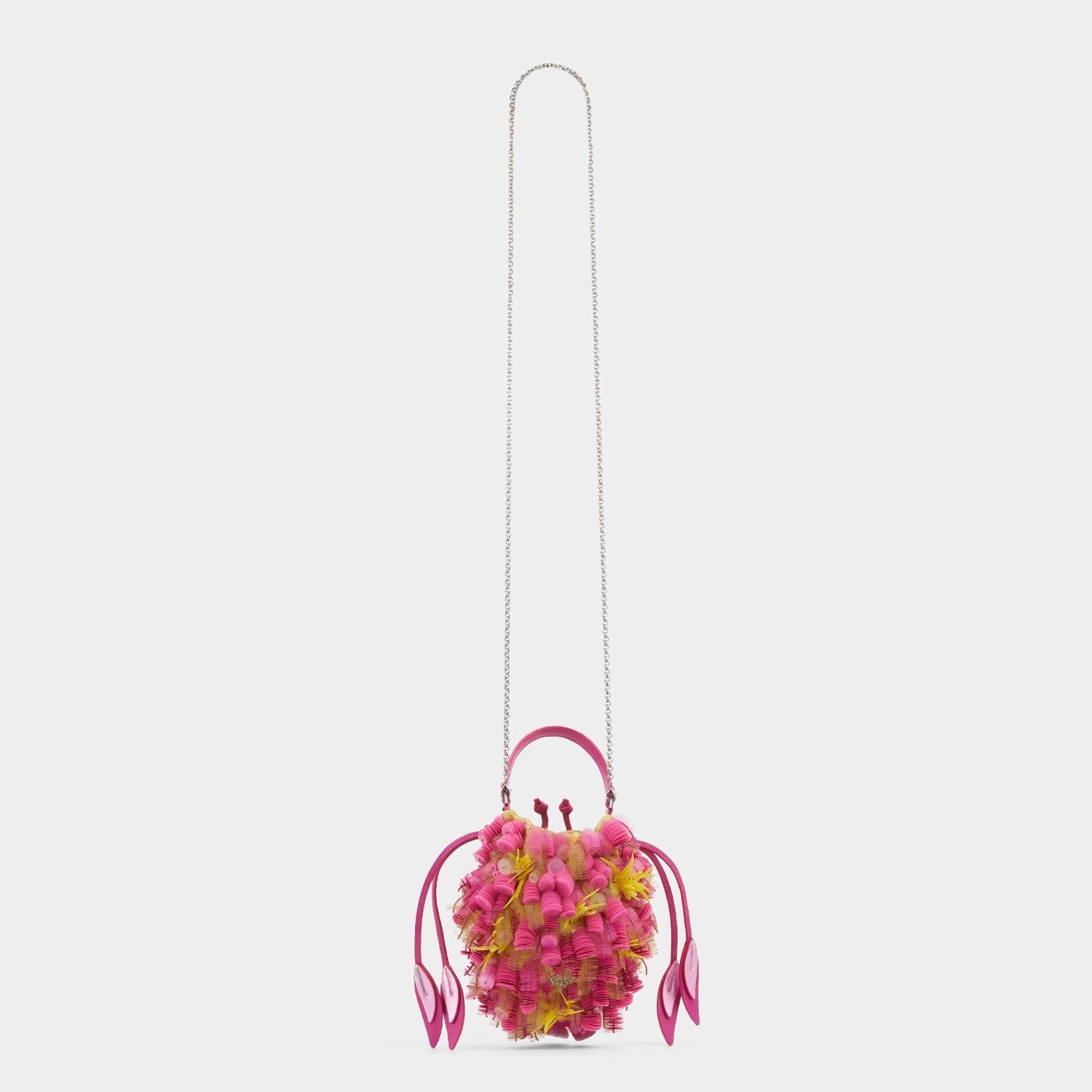 Fish Embellished Cross-body -

          
            Satin/Satin Leather in Lime Yellow -
          

          Anya Hindmarch EU
