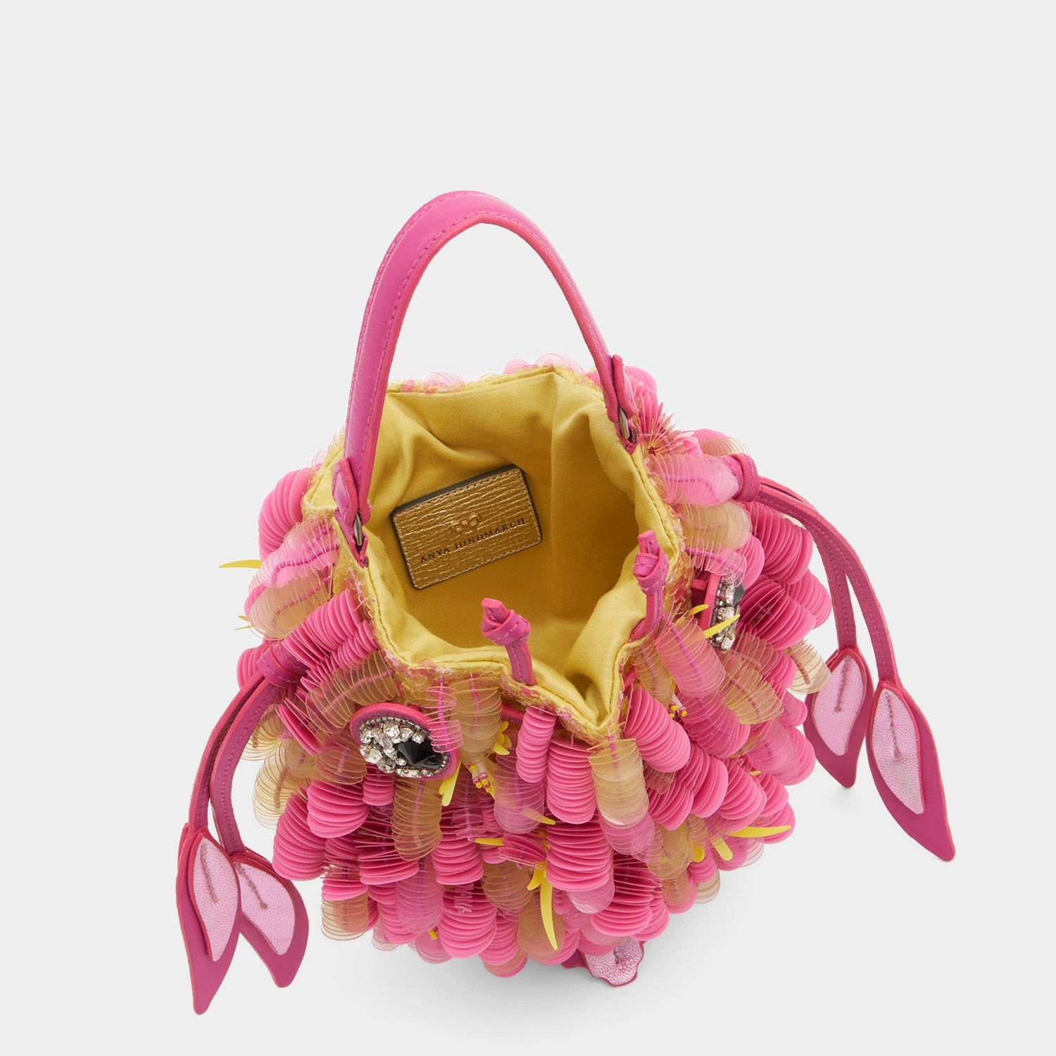 Fish Embellished Cross-body -

          
            Satin/Satin Leather in Lime Yellow -
          

          Anya Hindmarch EU
