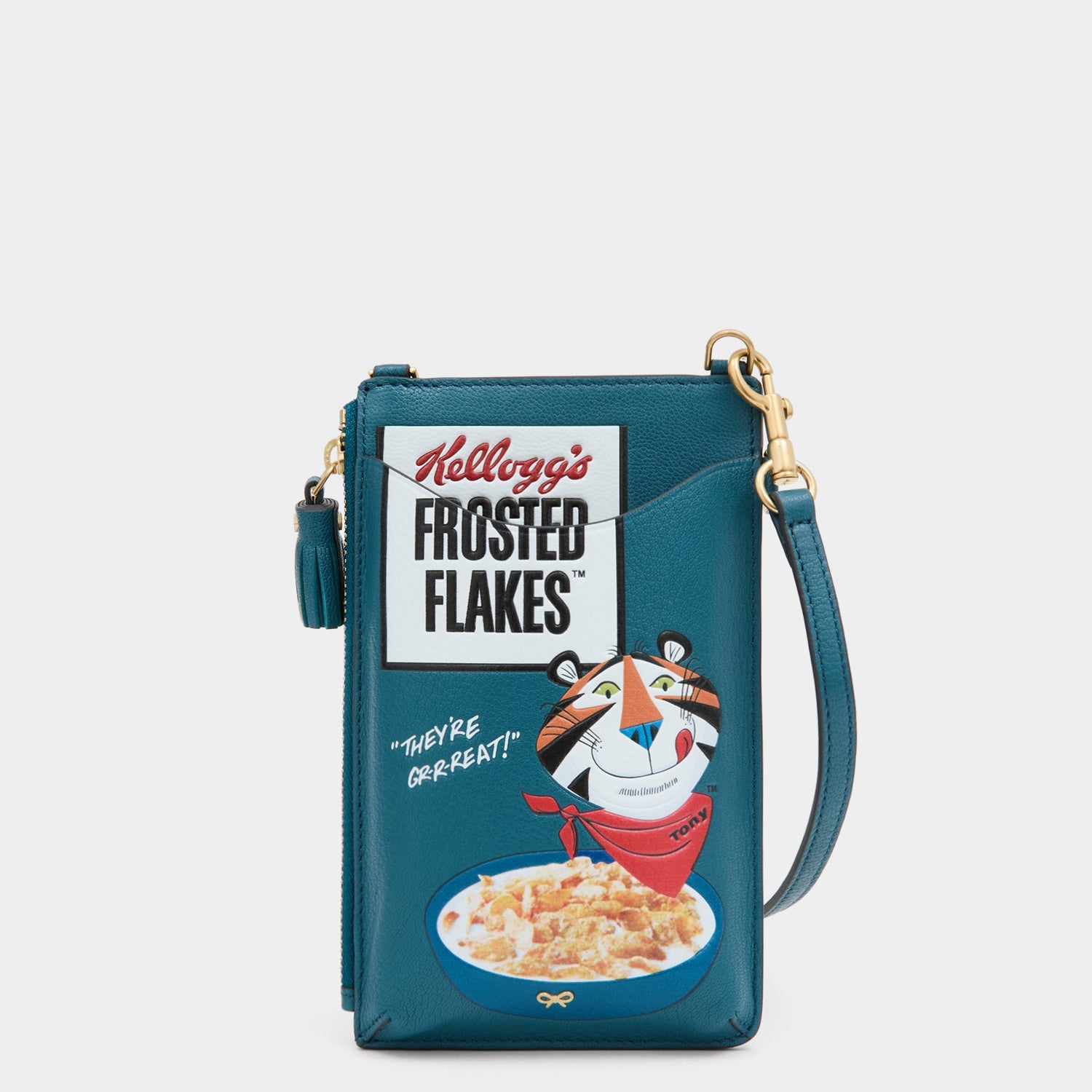 Anya Brands Frosted Flakes Zip Phone Pouch -

          
            Shiny Capra Leather in Light Petrol -
          

          Anya Hindmarch EU
