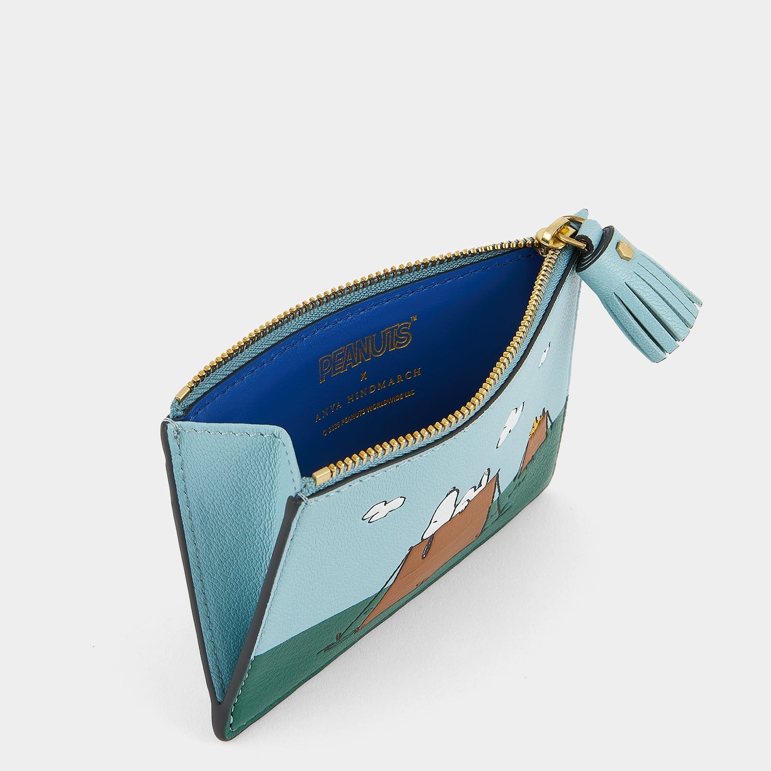 Peanuts Snoopy Zip Card Case -

          
            Capra Leather in Mayan Blue -
          

          Anya Hindmarch EU
