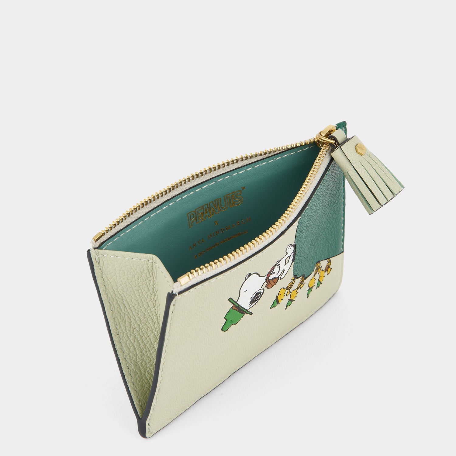 Peanuts Snoopy Zip Card Case -

          
            Capra Leather in Eau De Nil Green -
          

          Anya Hindmarch EU
