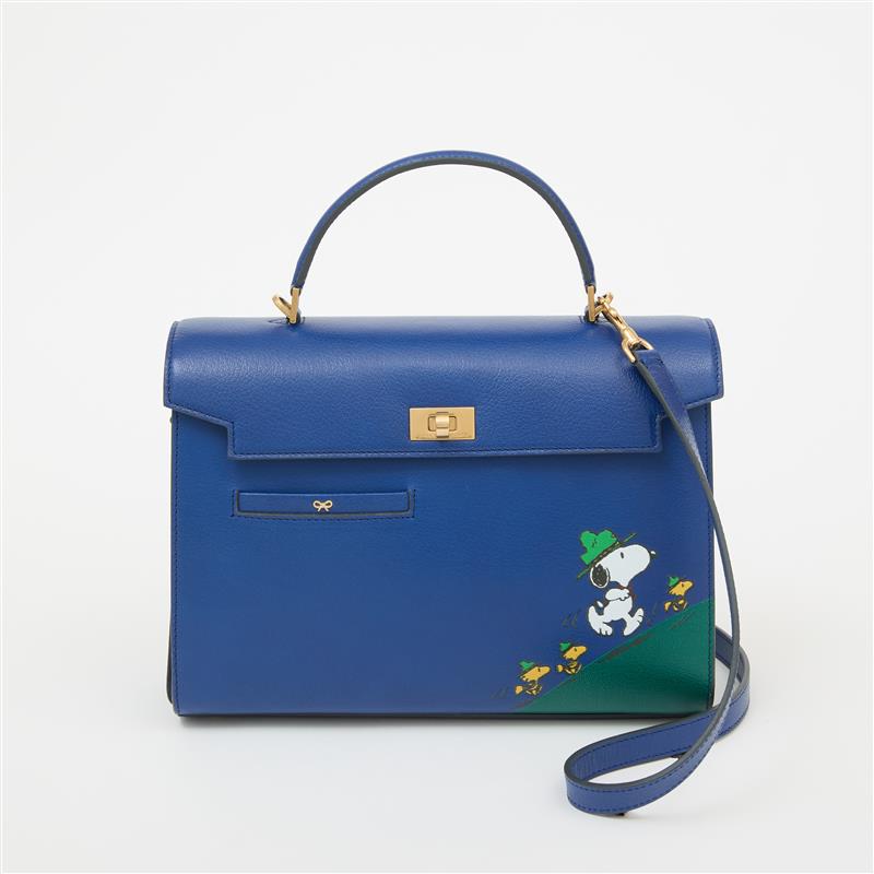 Peanuts Snoopy Mortimer Top Handle -

          
            Capra Leather in Monday Blue -
          

          Anya Hindmarch EU
