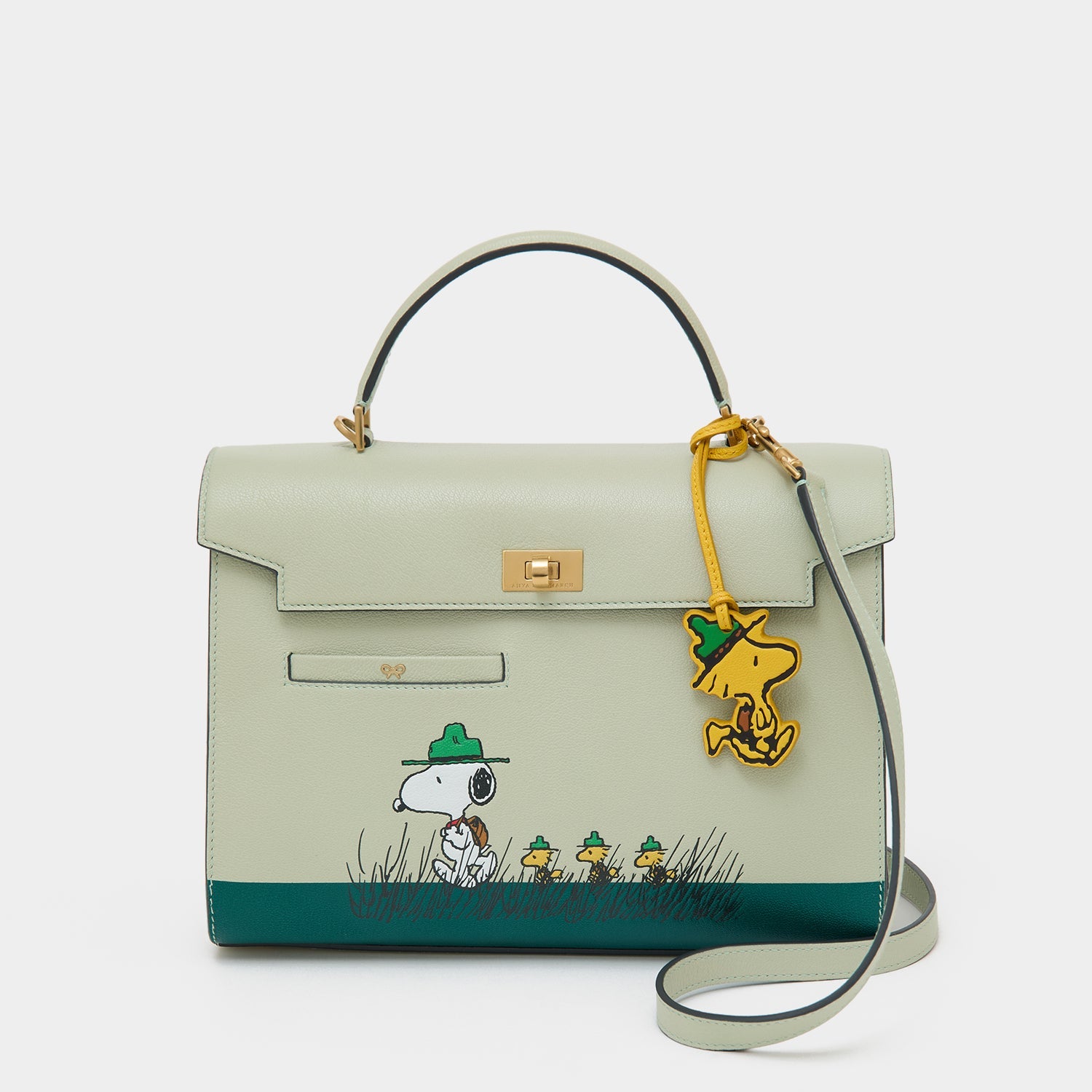 Peanuts Snoopy Mortimer Top Handle -

          
            Capra Leather in Eau De Nil Green -
          

          Anya Hindmarch EU
