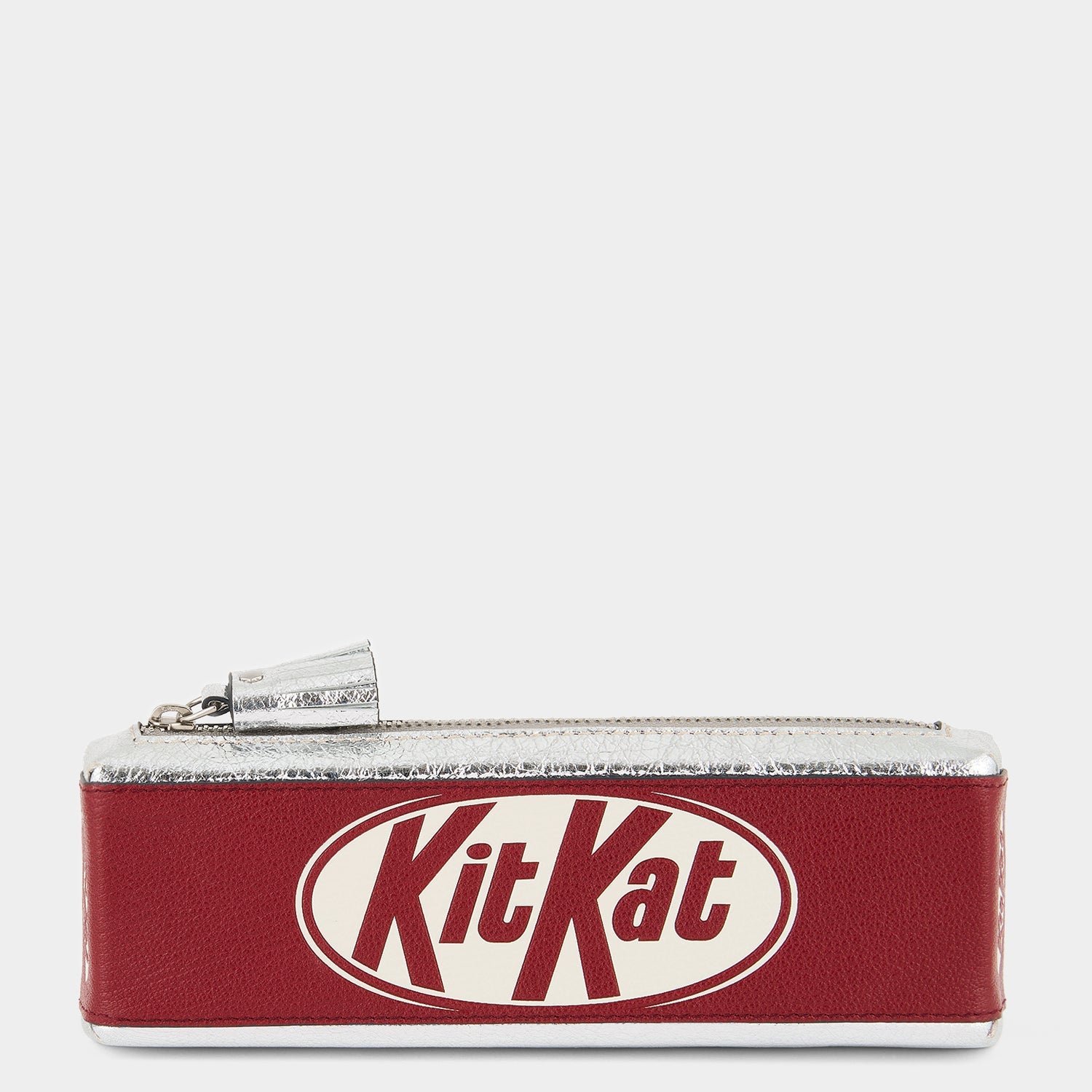 Anya Brands Kit Kat Pencil Case -

          
            Calf Leather in Red and Metallic Silver -
          

          Anya Hindmarch EU
