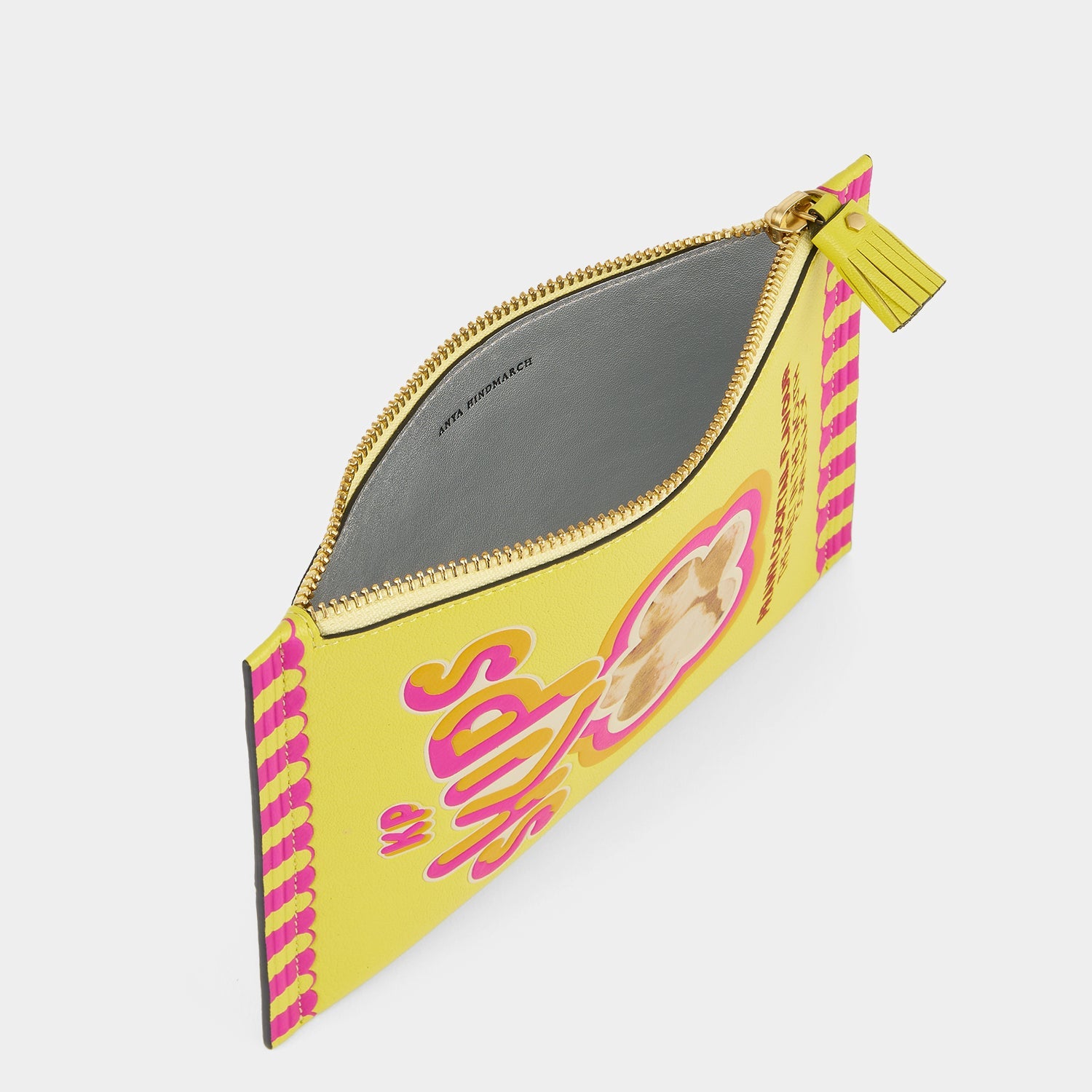 Anya Brands Skips Pouch -

          
            Calf Leather in Scampi Yellow -
          

          Anya Hindmarch EU
