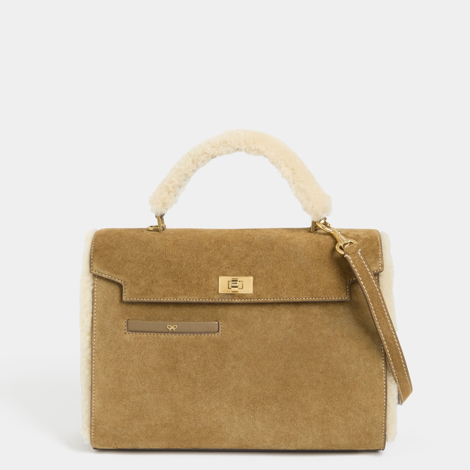 Mortimer Shearling Top Handle -

          
            Shearling/Suede Leather in Moutarde -
          

          Anya Hindmarch EU
