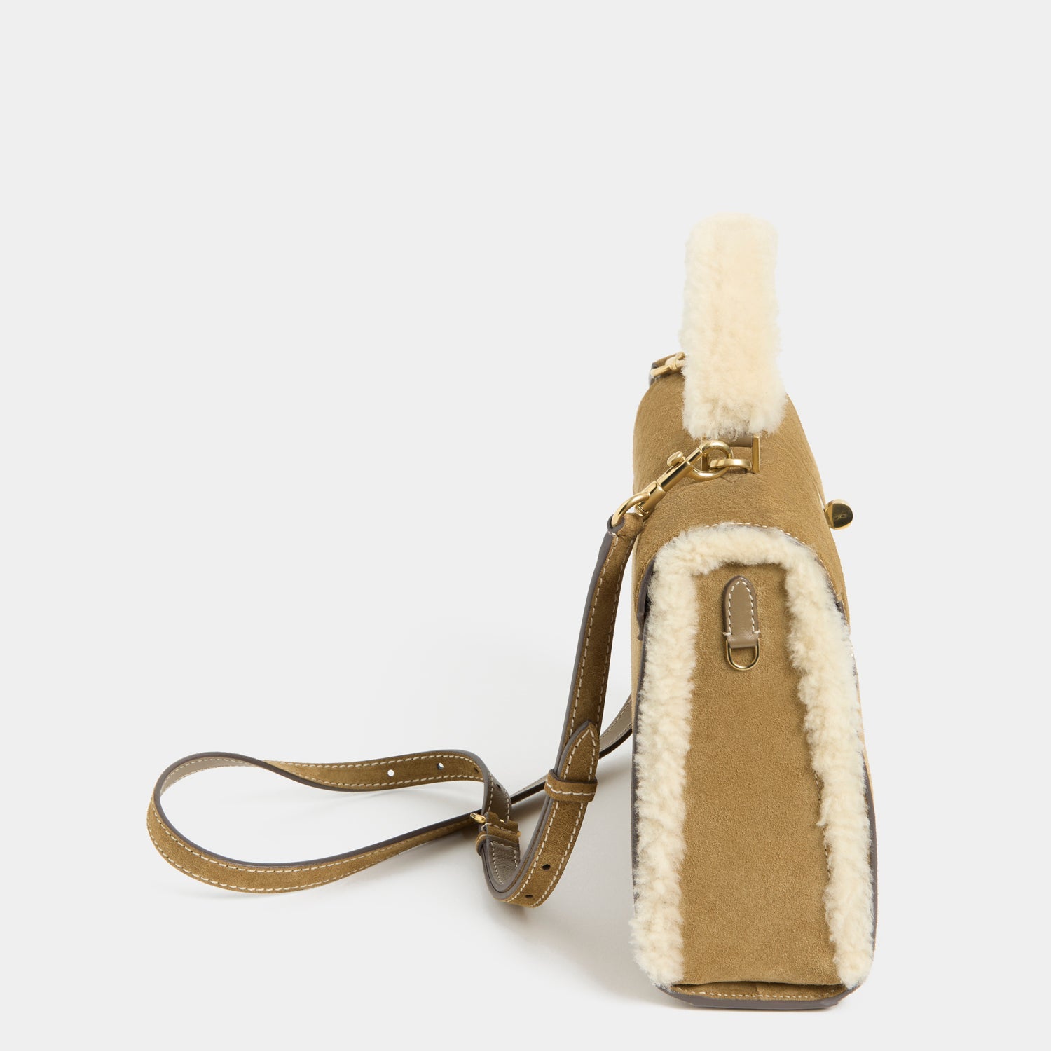 Mortimer Shearling Top Handle -

          
            Shearling/Suede Leather in Moutarde -
          

          Anya Hindmarch EU
