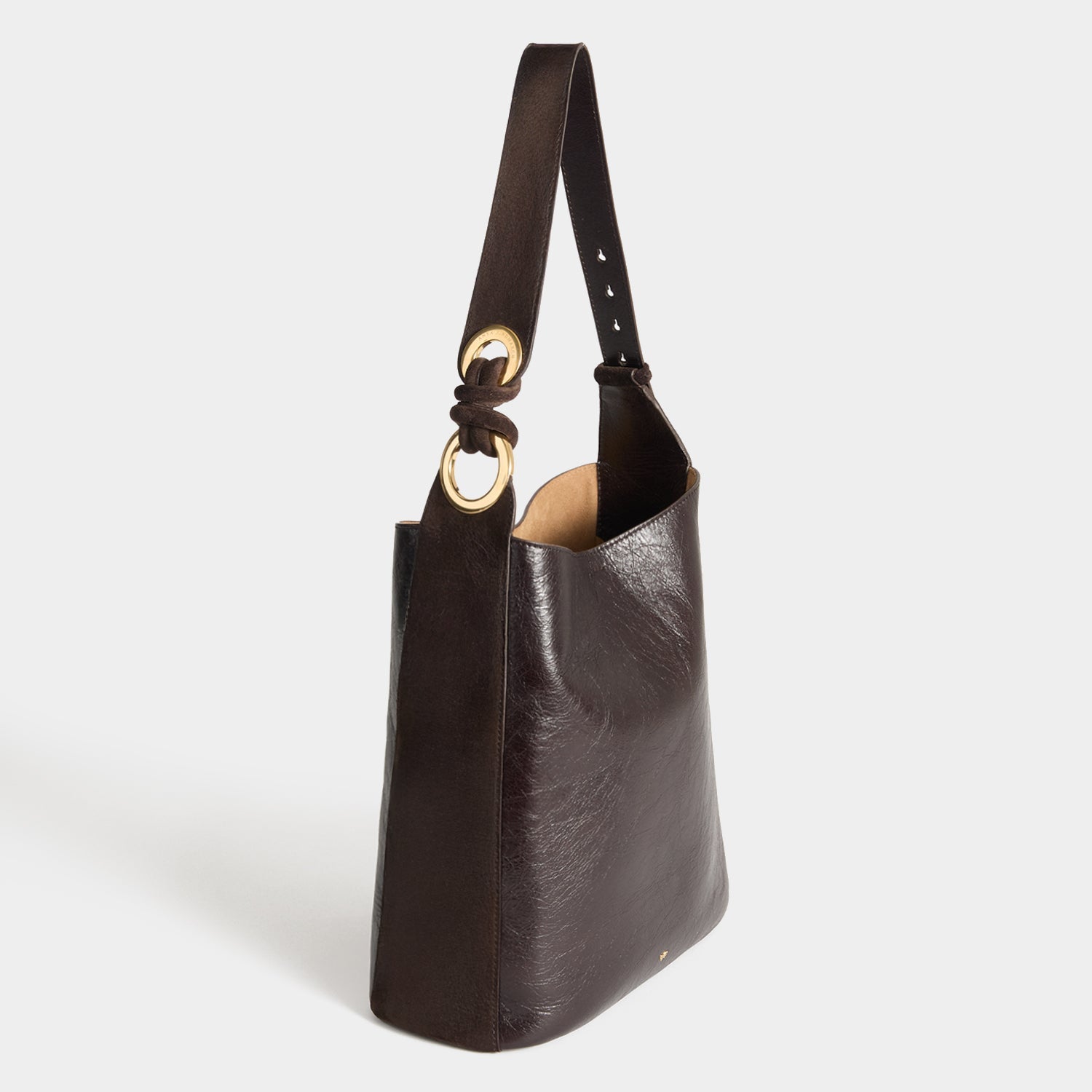 Ringo Chesterfield Shoulder Bag -

          
            Calf leather in Chocolate brown -
          

          Anya Hindmarch EU
