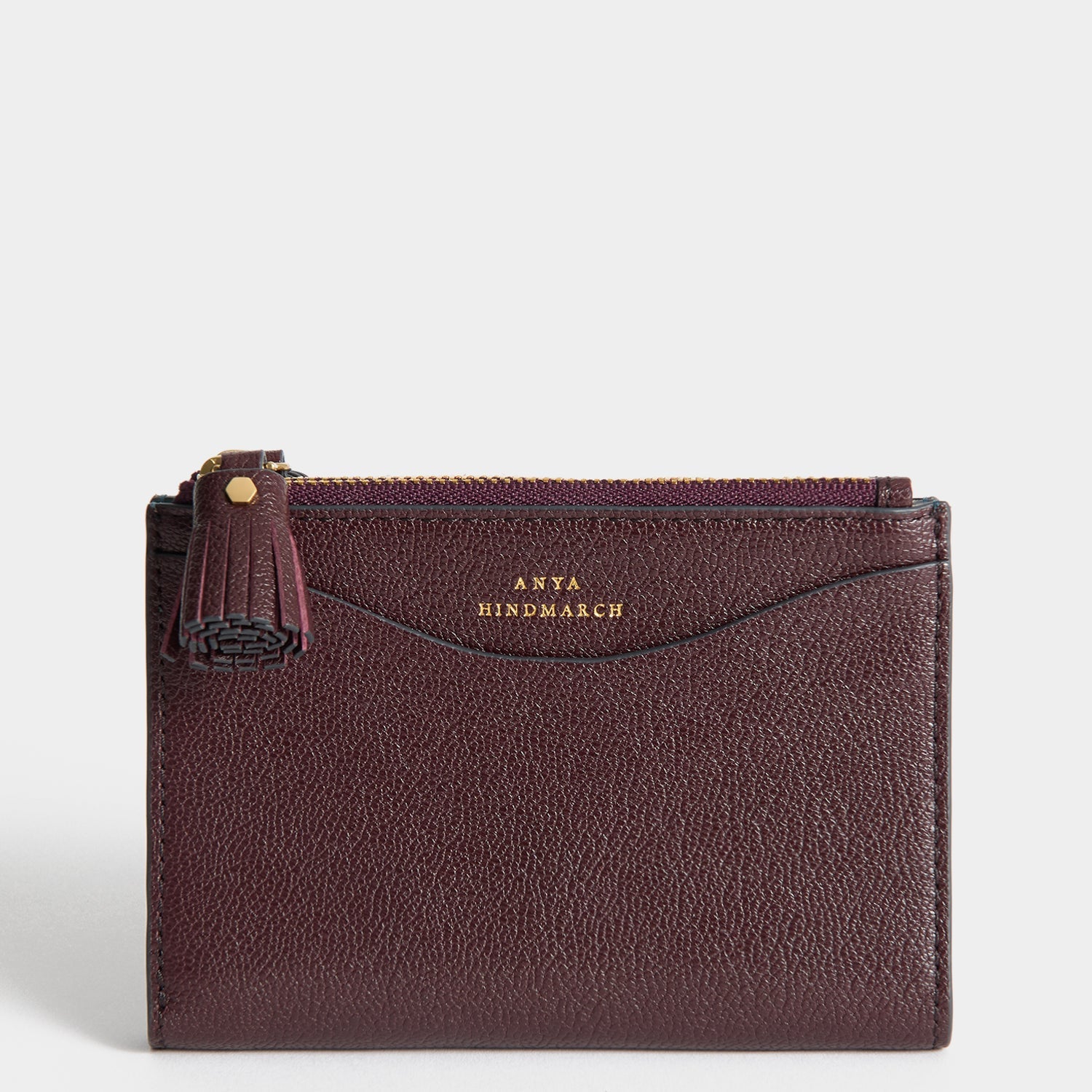 Peeping Eyes Small Double Zip Wallet -

          
            Capra Leather in Claret -
          

          Anya Hindmarch EU
