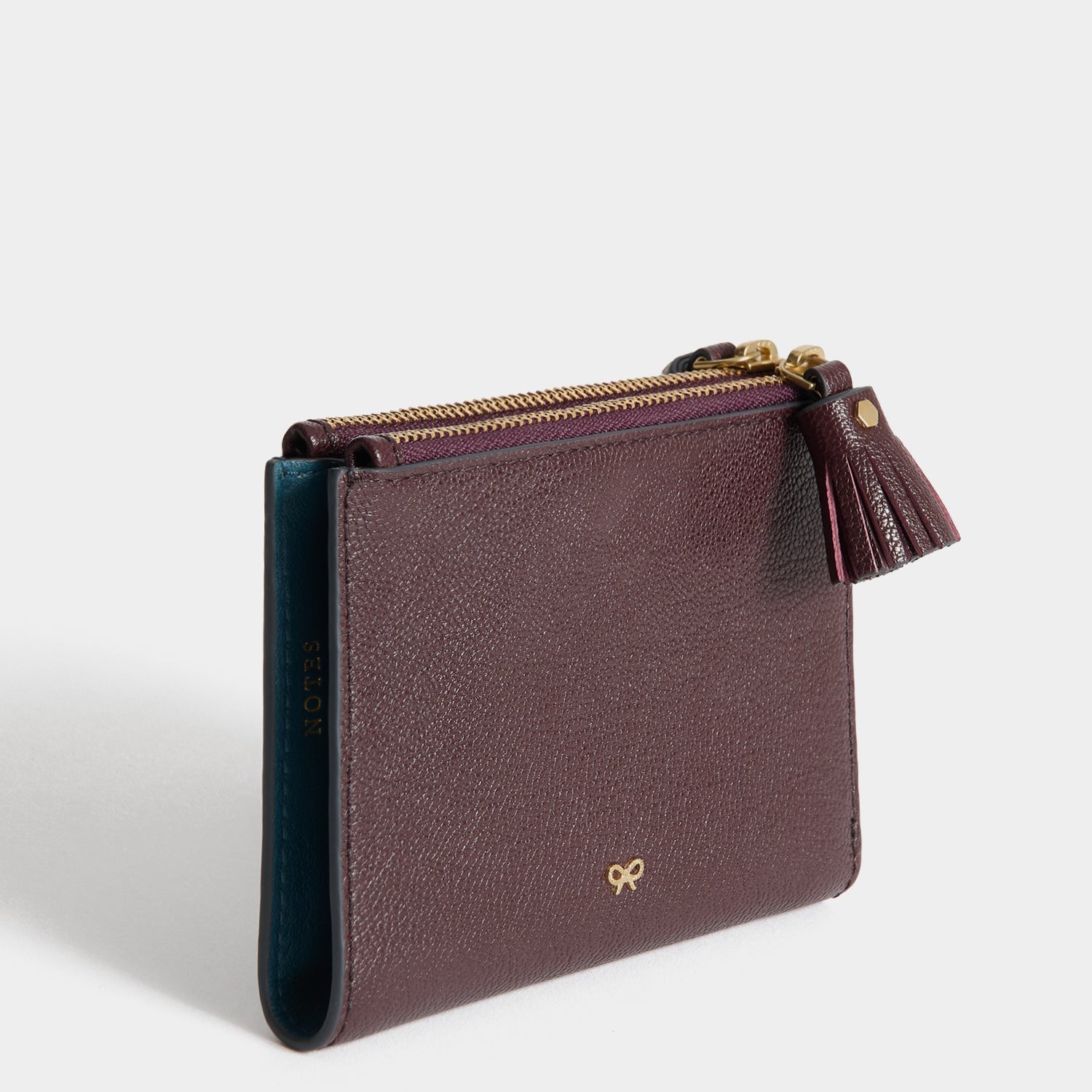 Peeping Eyes Small Double Zip Wallet -

          
            Capra Leather in Claret -
          

          Anya Hindmarch EU
